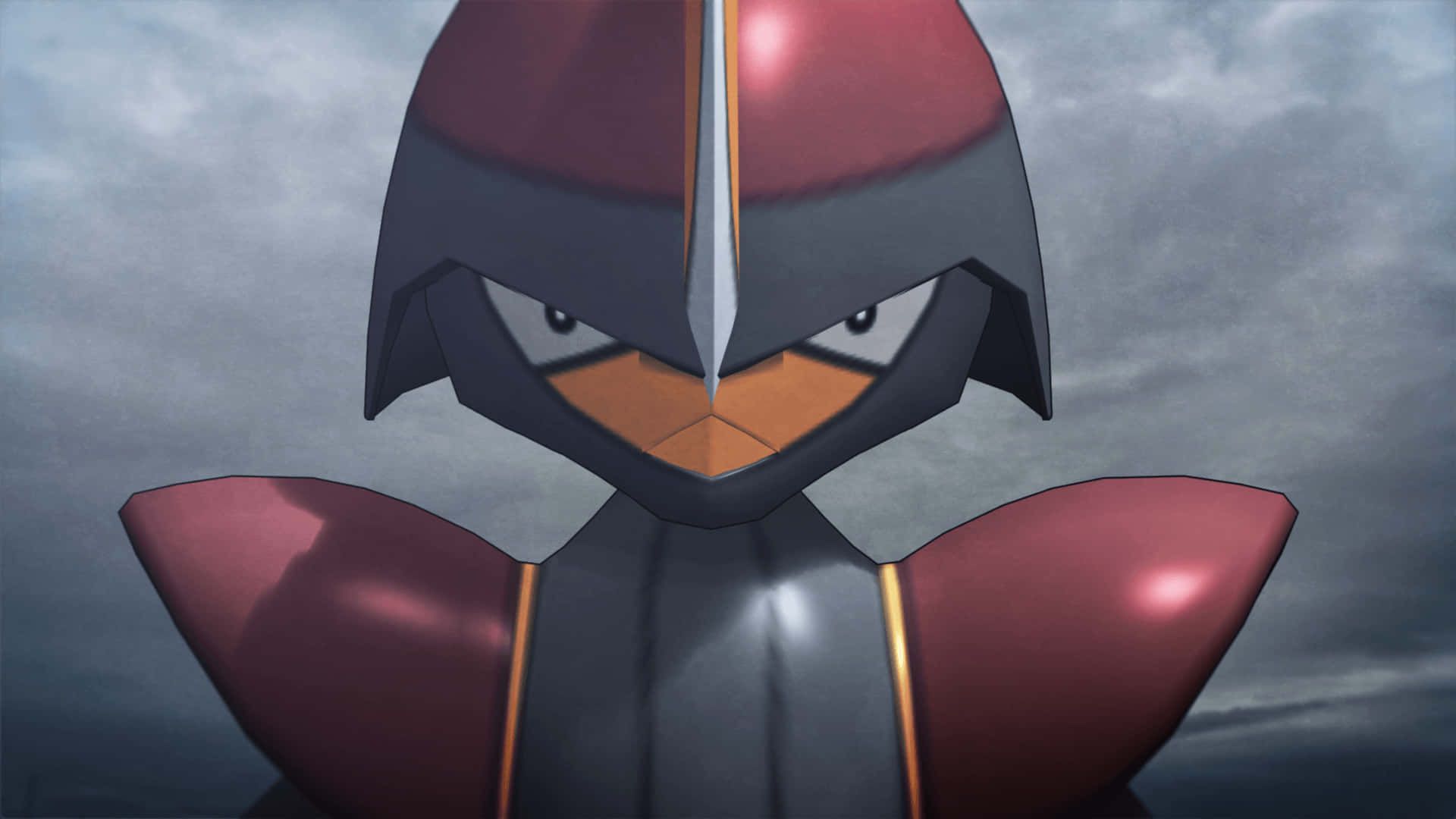 Caption: Bisharp, A Steel/dark Type Pokémon Unveiling Its Charisma In A Frontal Profile View. Background