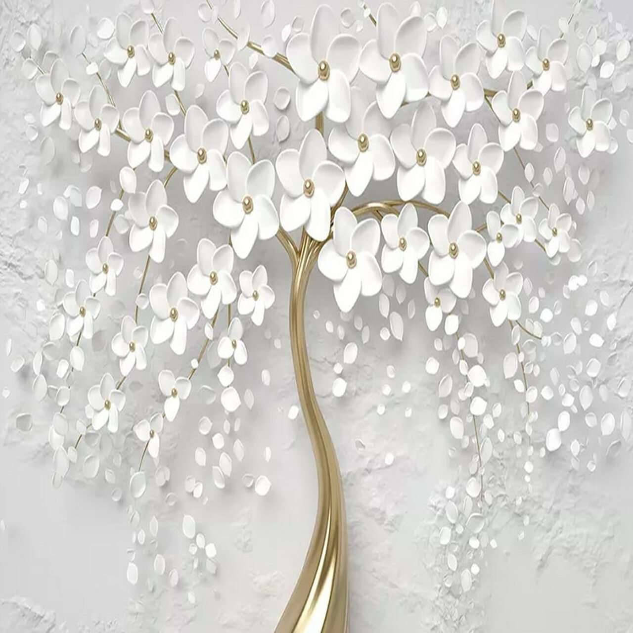 Caption: Blossoming White Flower On A Paper Tree