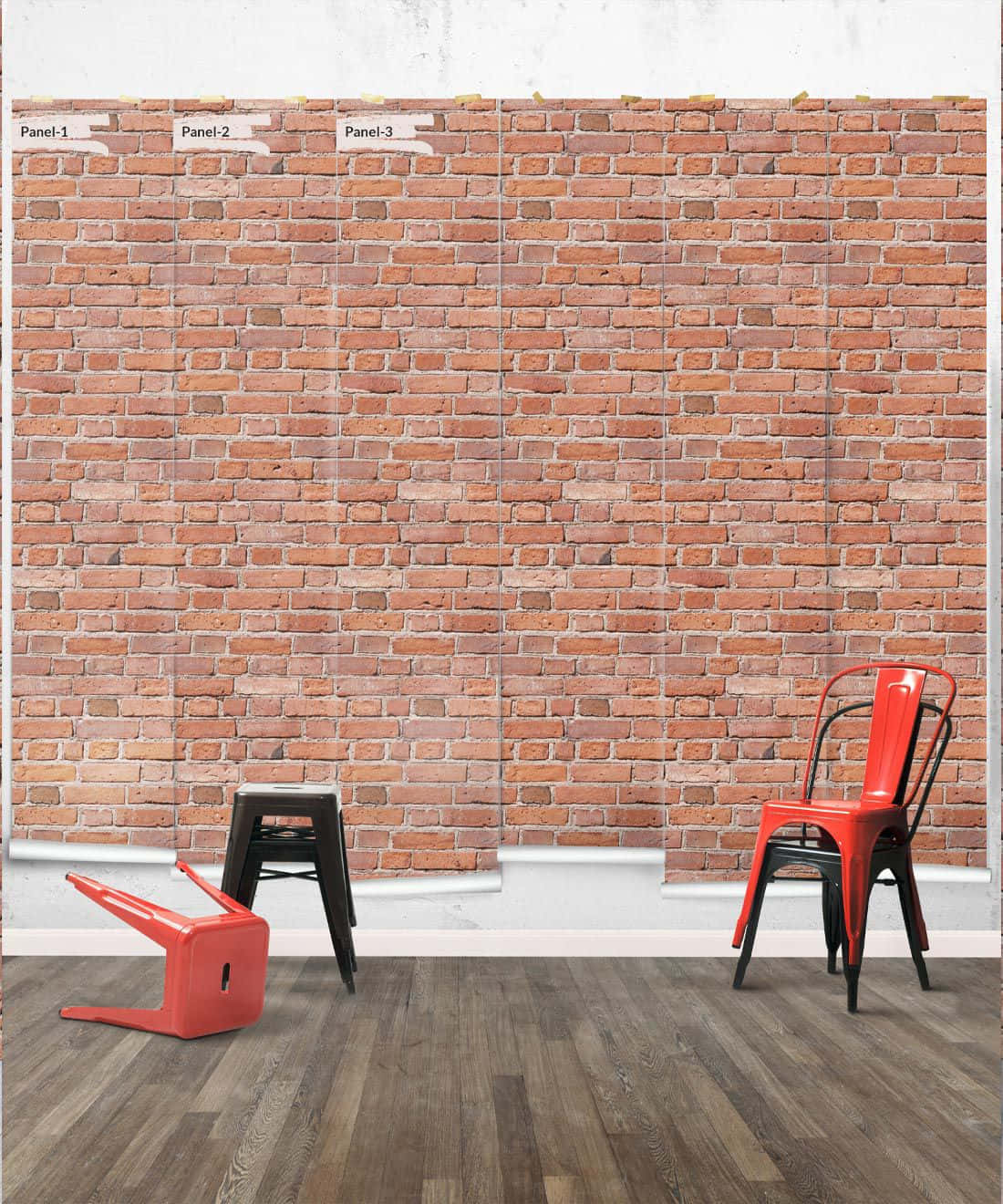 Caption: Bold Red And Black Industrial Chair Background