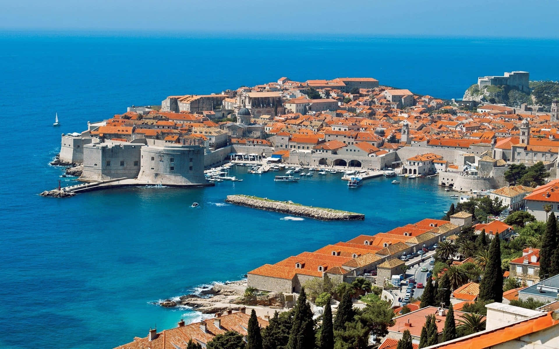 Caption: Breathtaking View Of Dubrovnik's Historic City Walls Background