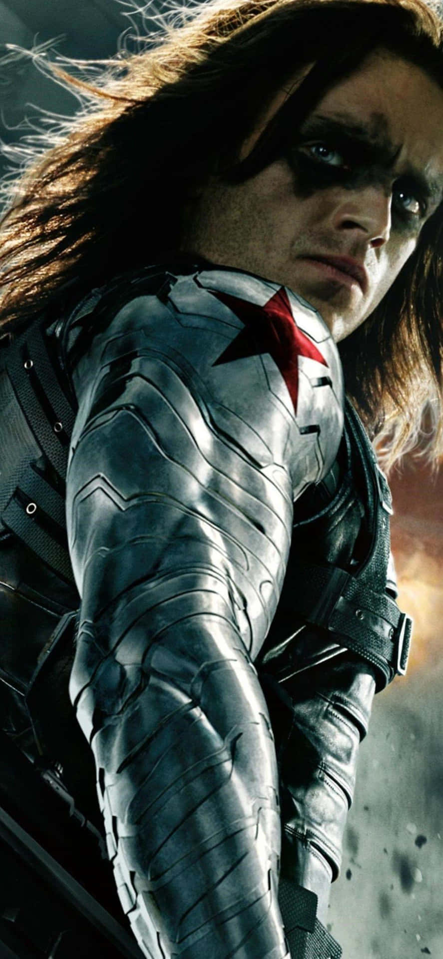 Caption: Bucky Barnes Unleashed – An Exhilarating Iphone Wallpaper Background