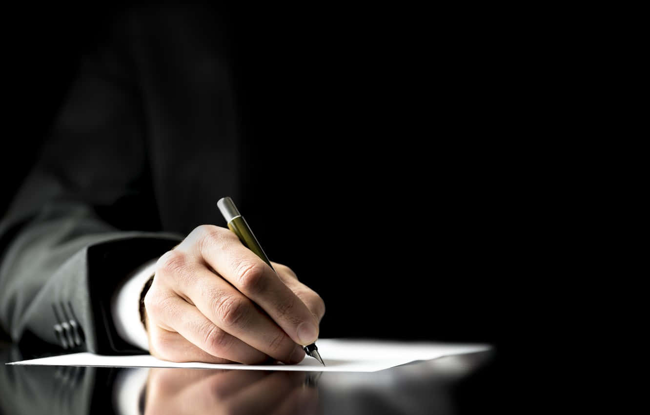 Caption: Businessman Signing A Contract Background