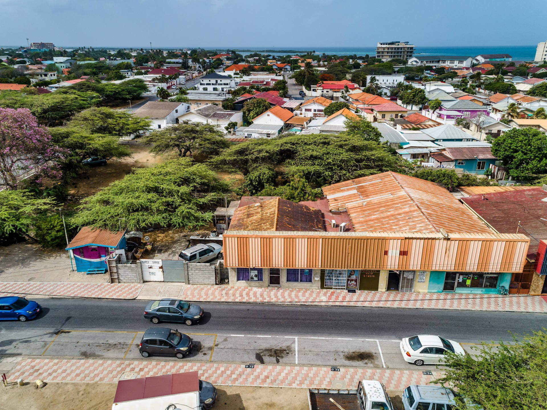 Caption: Bustling Life In A Residential Area, French Guiana Background