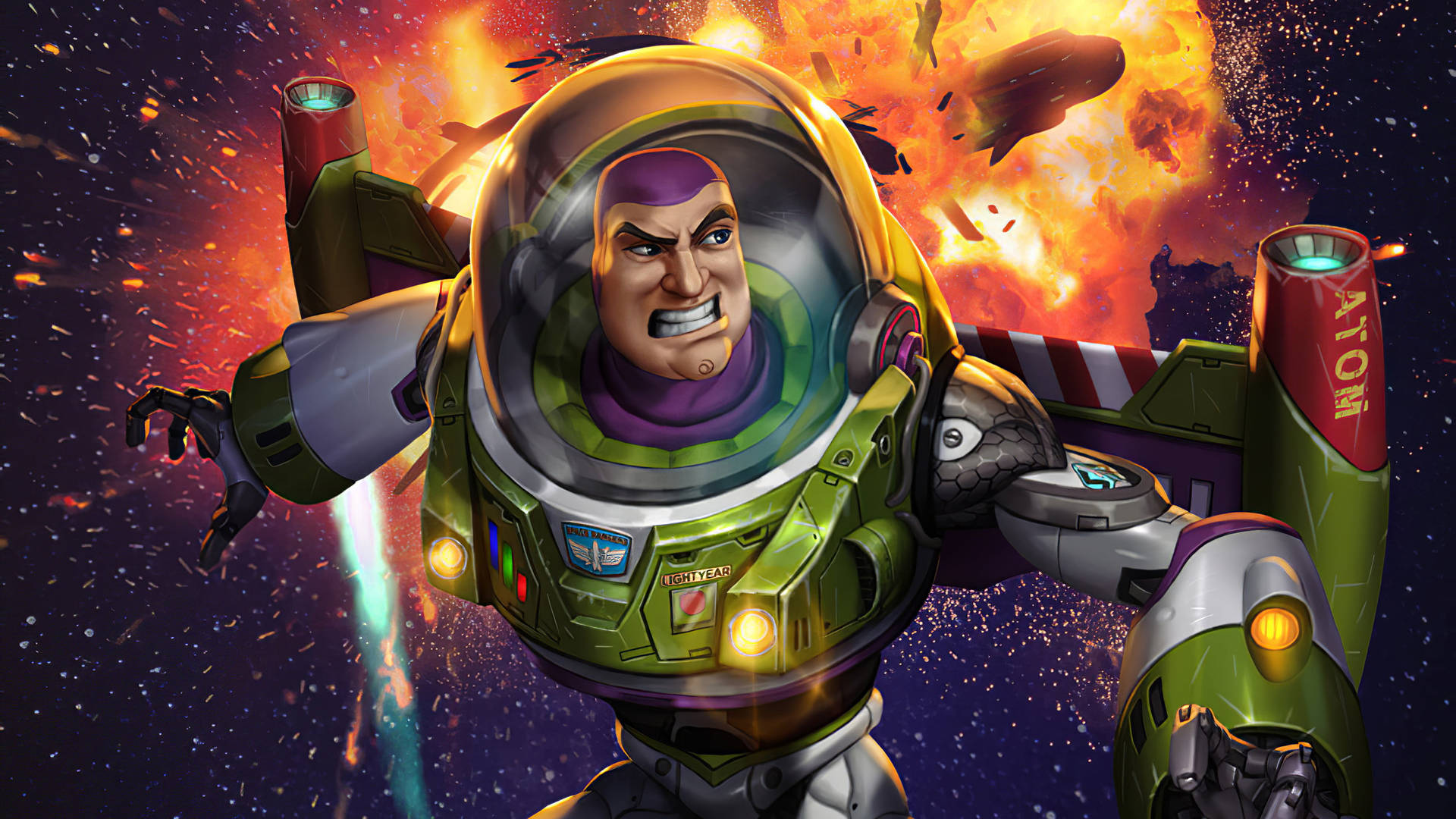 Caption: Buzz Lightyear Ready For Galactic Adventure Background