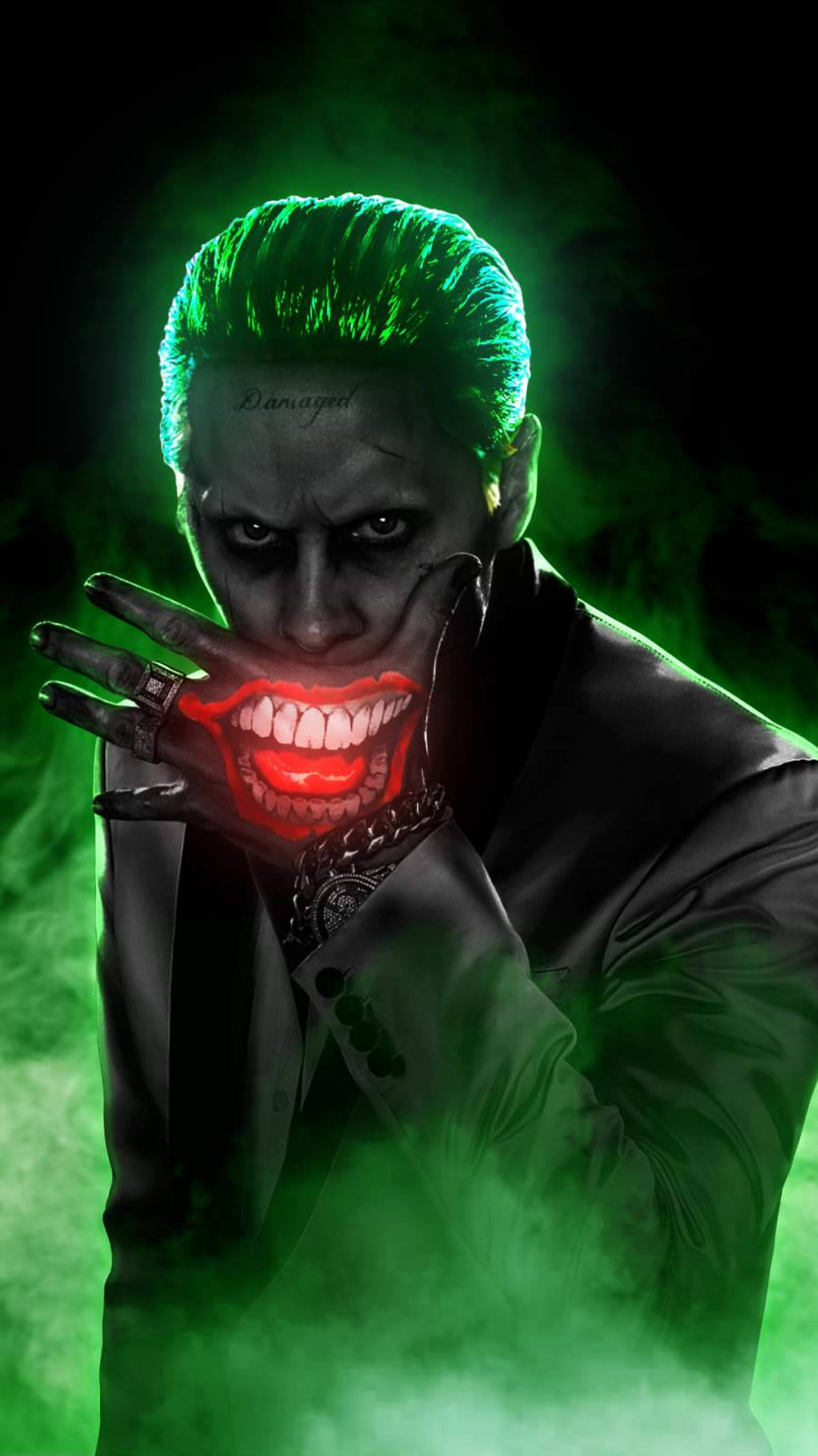 Caption: Captivating Green Joker Image For Iphone Background