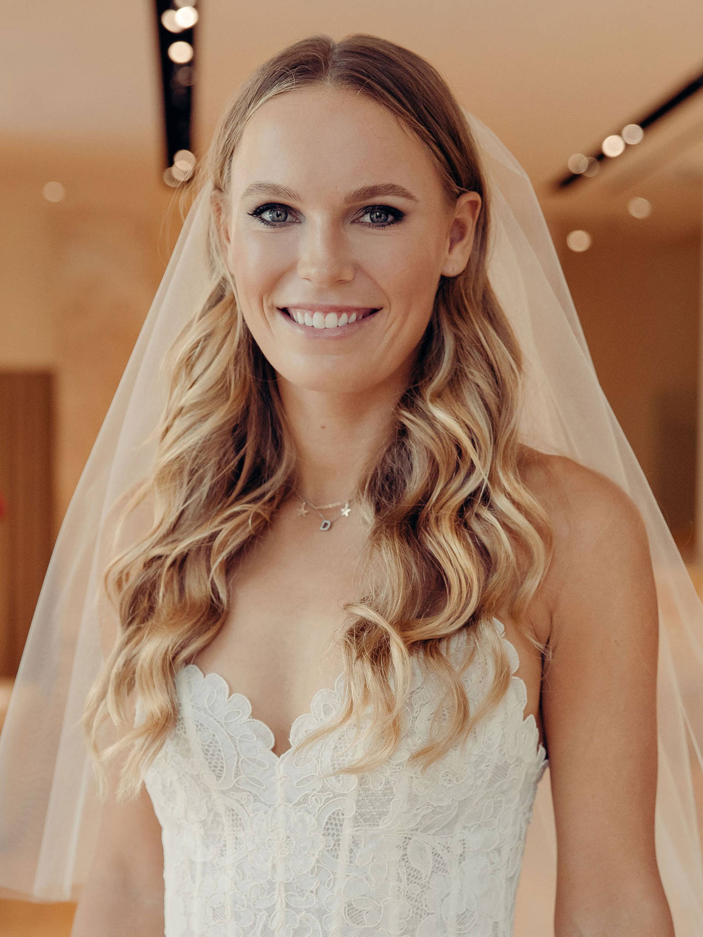 Caption: Caroline Wozniacki Glows In Stunning Wedding Dress Background