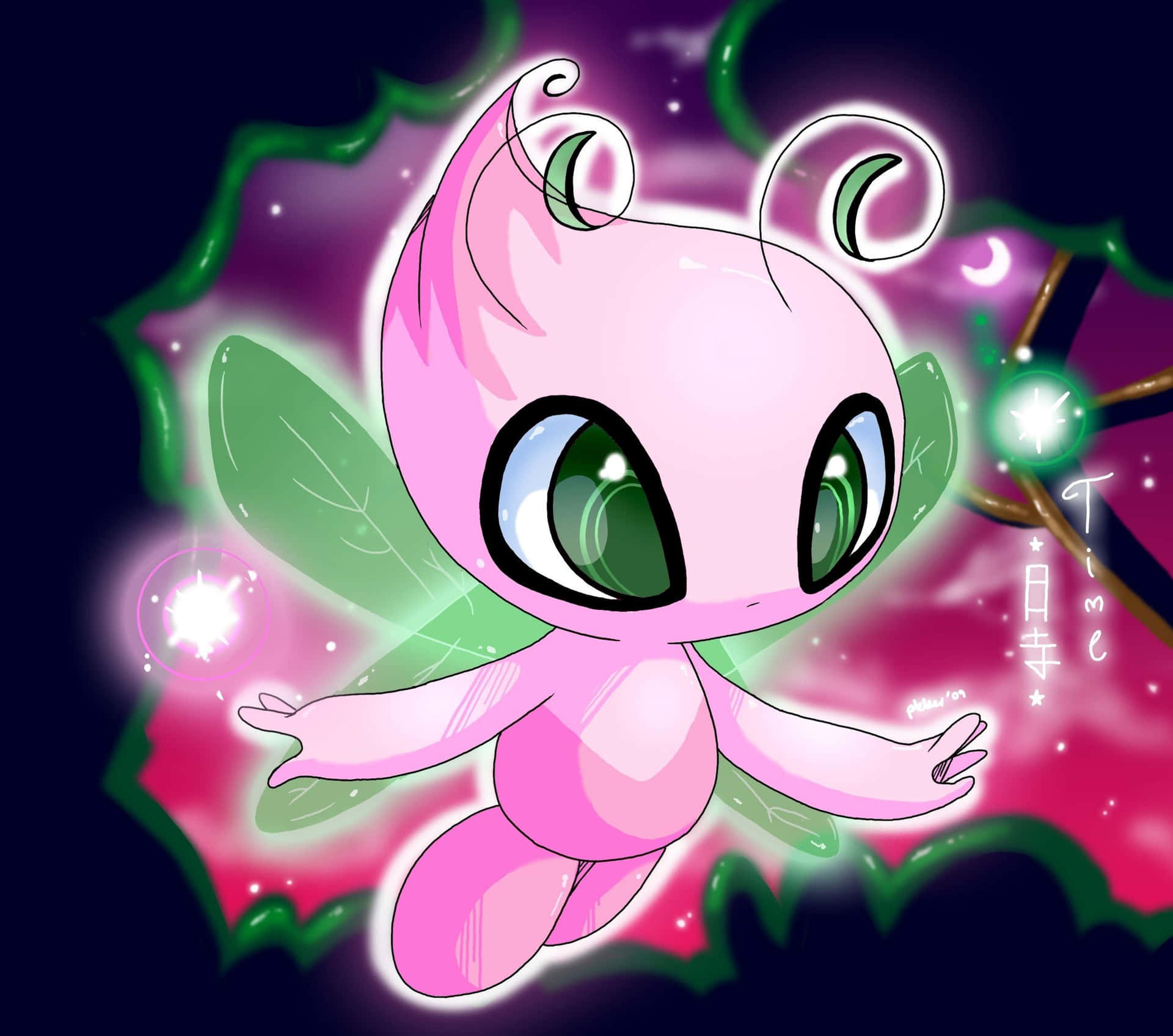 Caption: Celebi - The Time Travel Pokémon In Its Natural Habitat Background