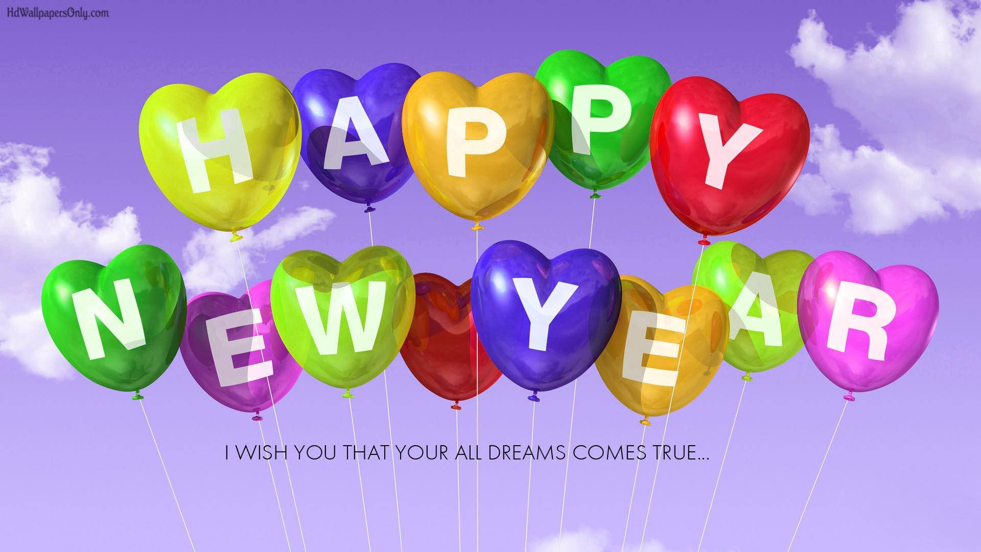 Caption: Celebrate Love And Fresh Beginnings With Cute Happy New Year 2021 Heart Balloons Background
