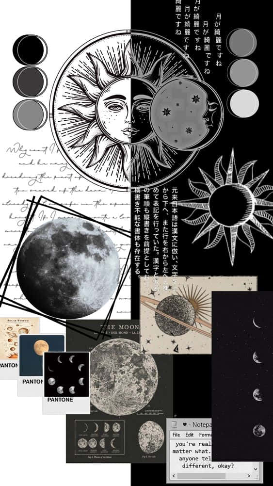Caption: Celestial Harmony - The Sun And Moon Aesthetic Background