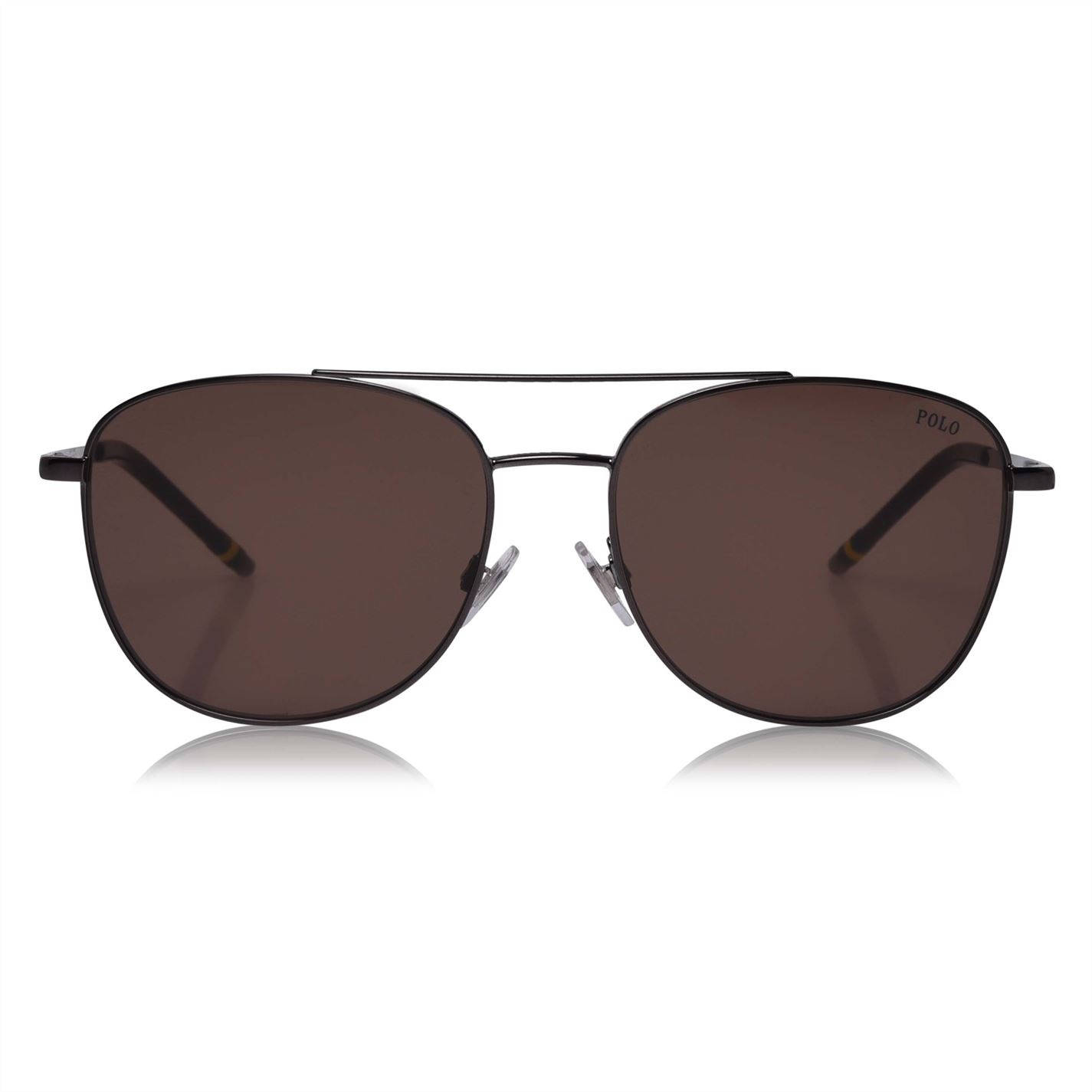 Caption: Classic Dark Brown Polo Sunglasses Background