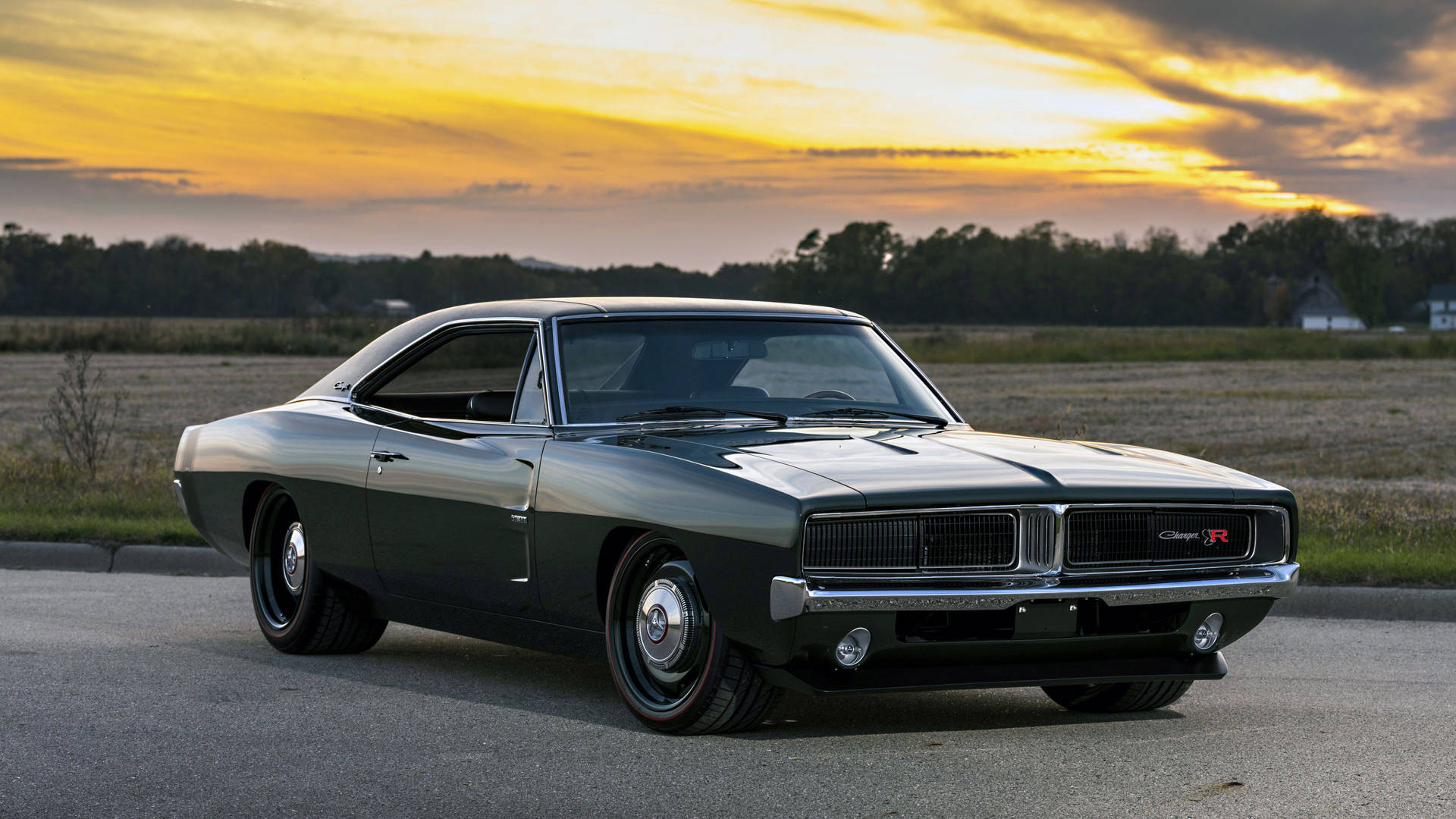 Caption: Classic Elegance With Power - 1969 Dodge Charger Defector Background