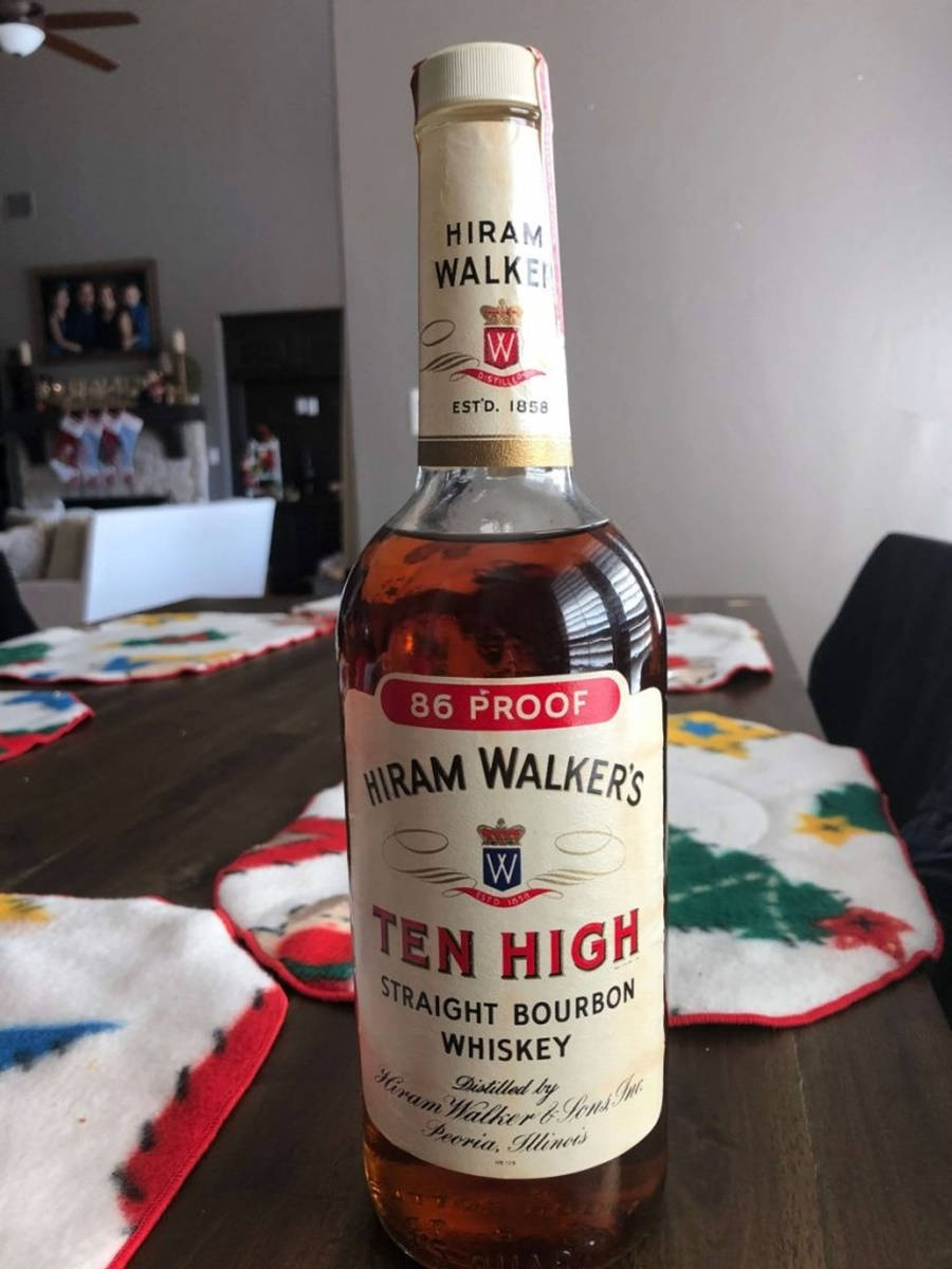 Caption: Classic Hiram Walker Ten High Straight Bourbon Whiskey Bottle