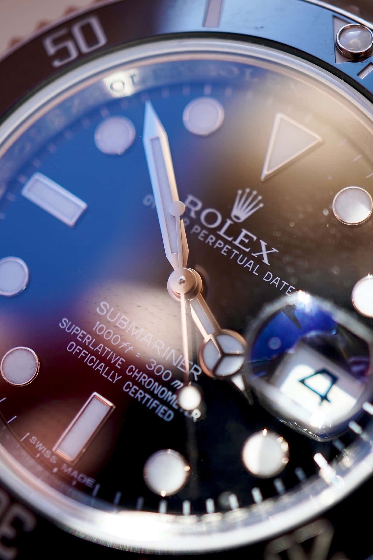 Caption: Classic Rolex Oyster Perpetual Watch Background