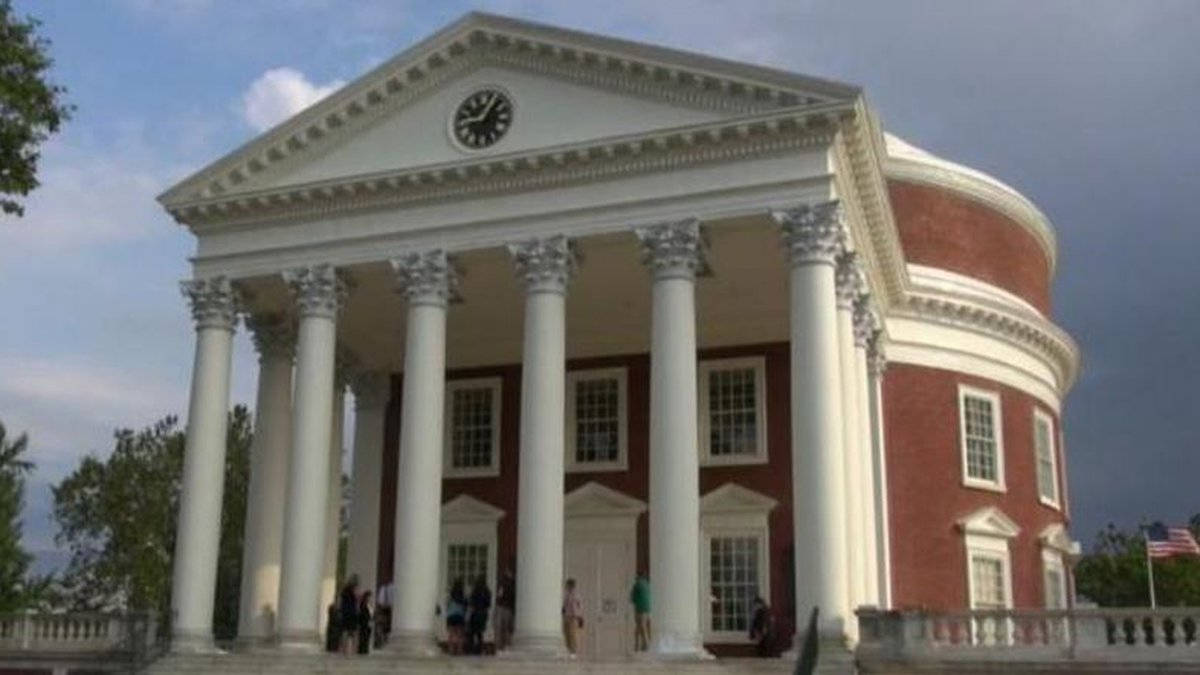 Caption: Classic Rotunda Architecture At The University Of Virginia Background