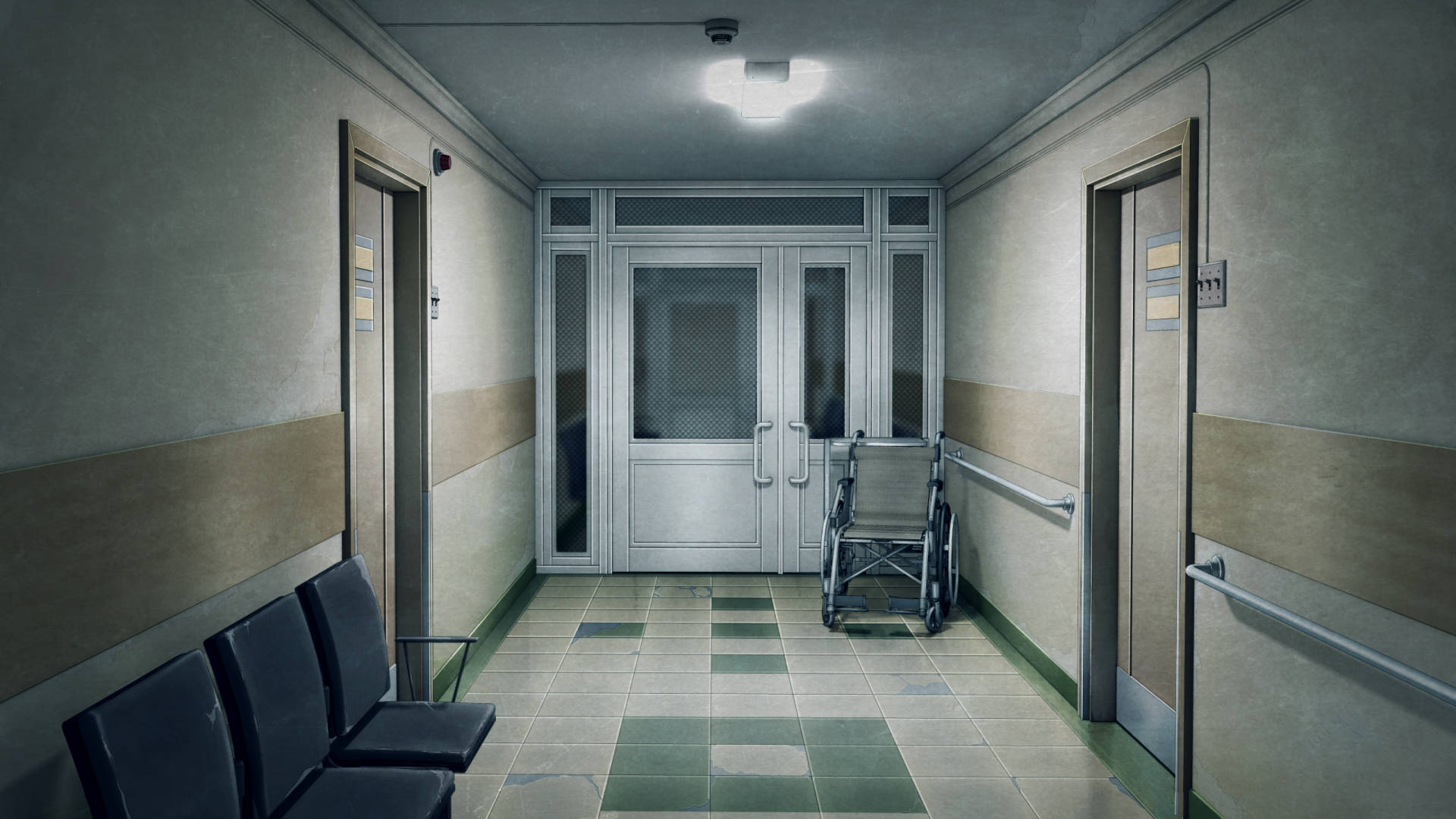 Caption: Clean And Serene Hospital Hallway Background