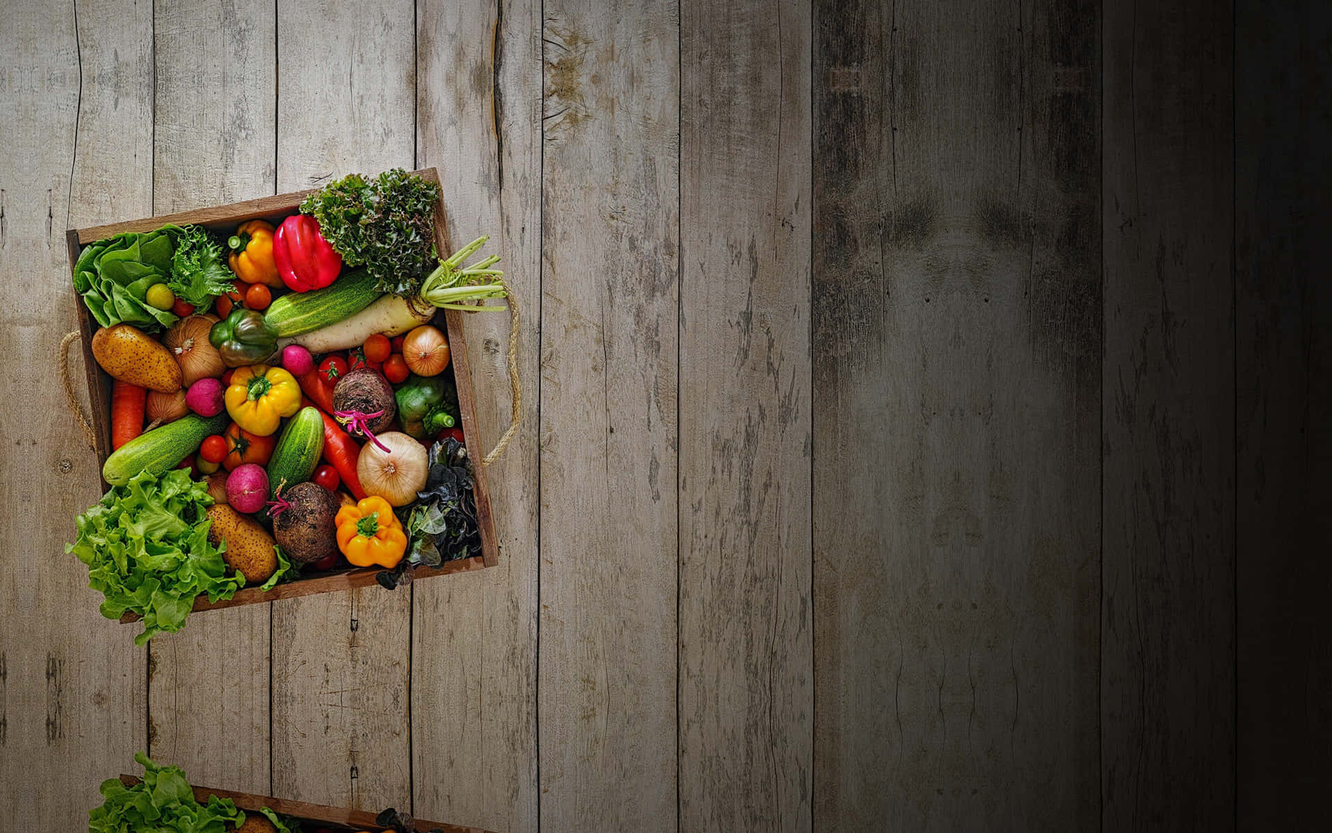 Caption: Colorful Assortment Of Fresh Garden Vegetables Background