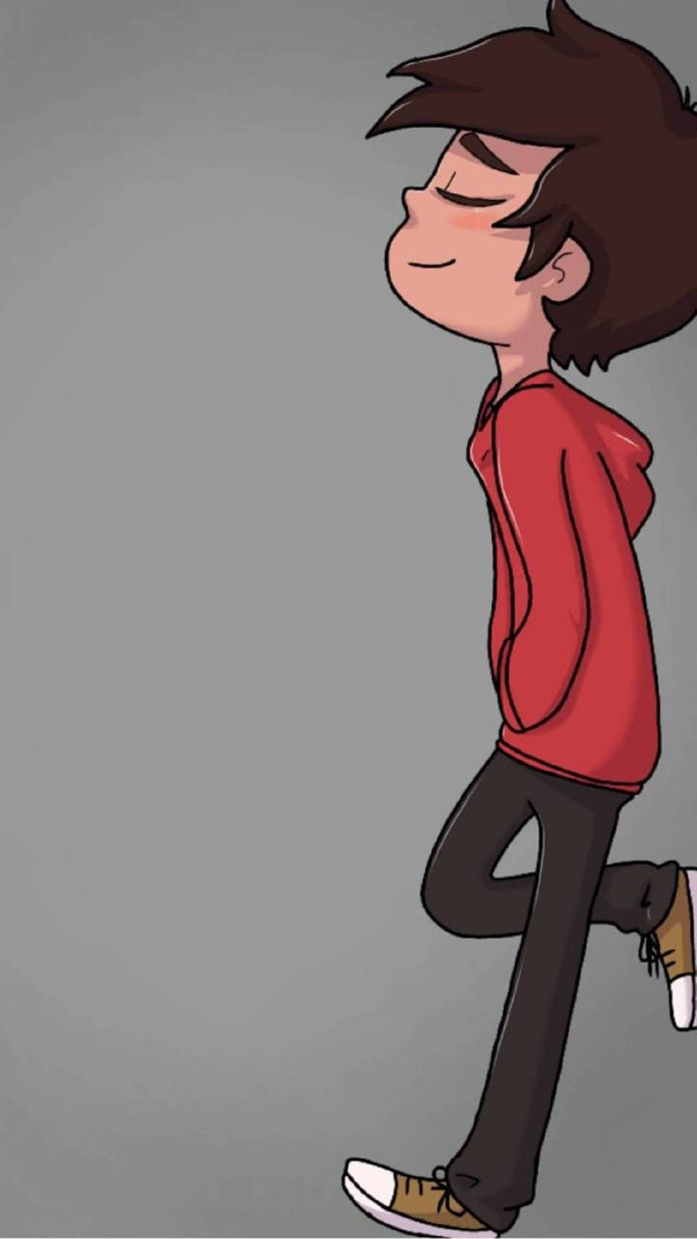Caption: Cool Marco, The Cute Boy Cartoon Leaning On A Wall Background