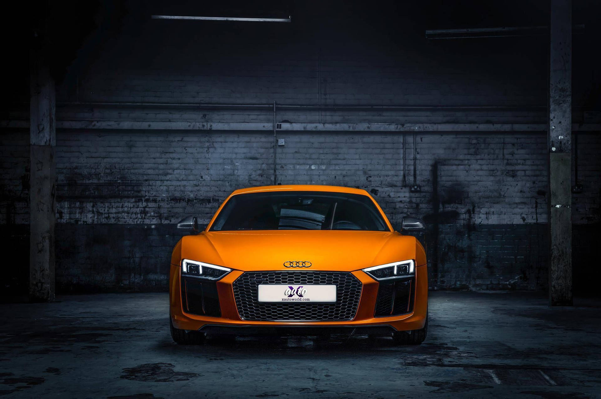 Caption: Dazzling Vegas Yellow Audi R8 In High Definition Background