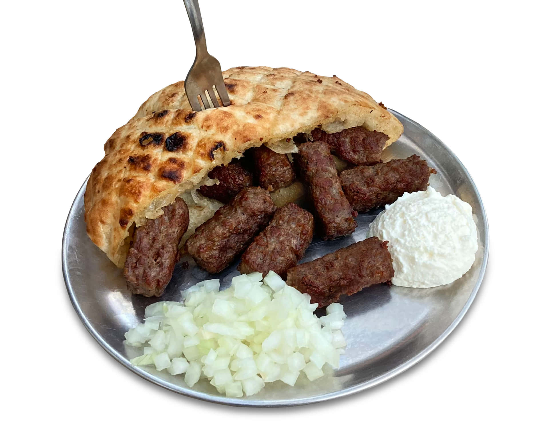 Caption: Delicious Cevapi Sausages With Fresh White Sauce Background