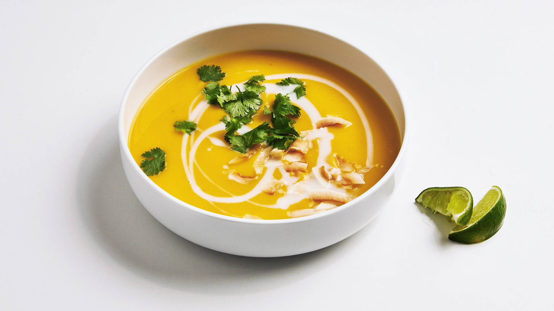 Caption: Delicious Pumpkin Soup With Cream Garnish Background