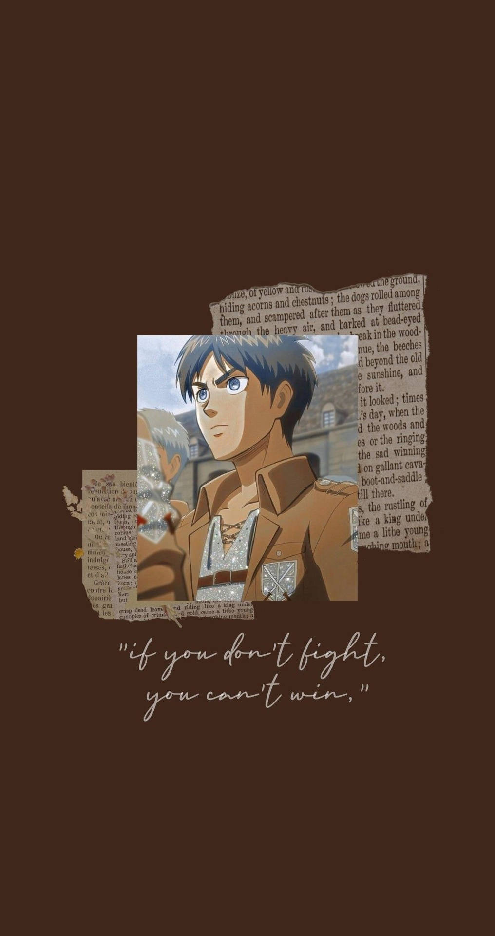 Caption: Determined Eren Yeager From Attack On Titan With Quote Wallpaper Background