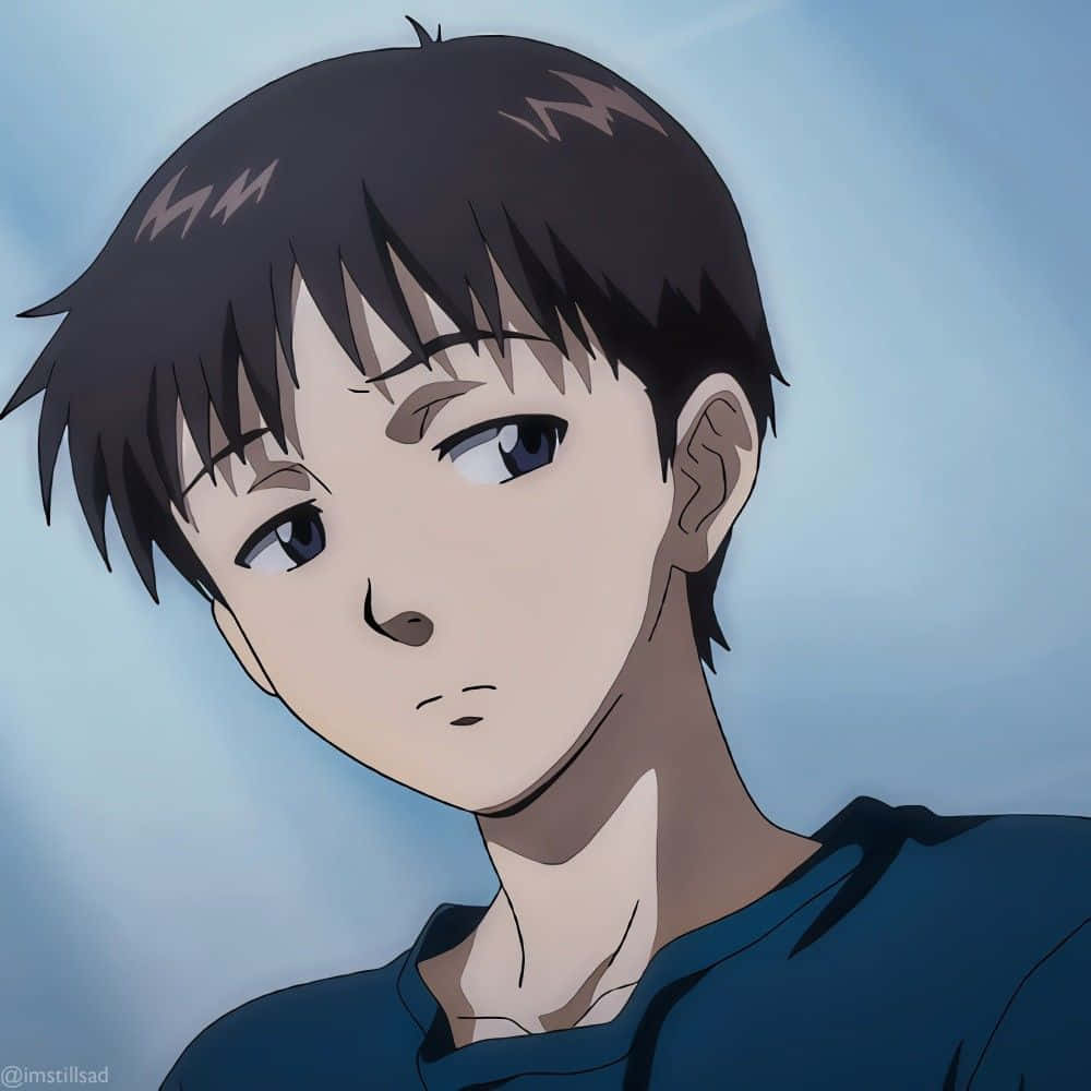 Caption: Determined Shinji Ikari - Neon Genesis Evangelion Anime Character