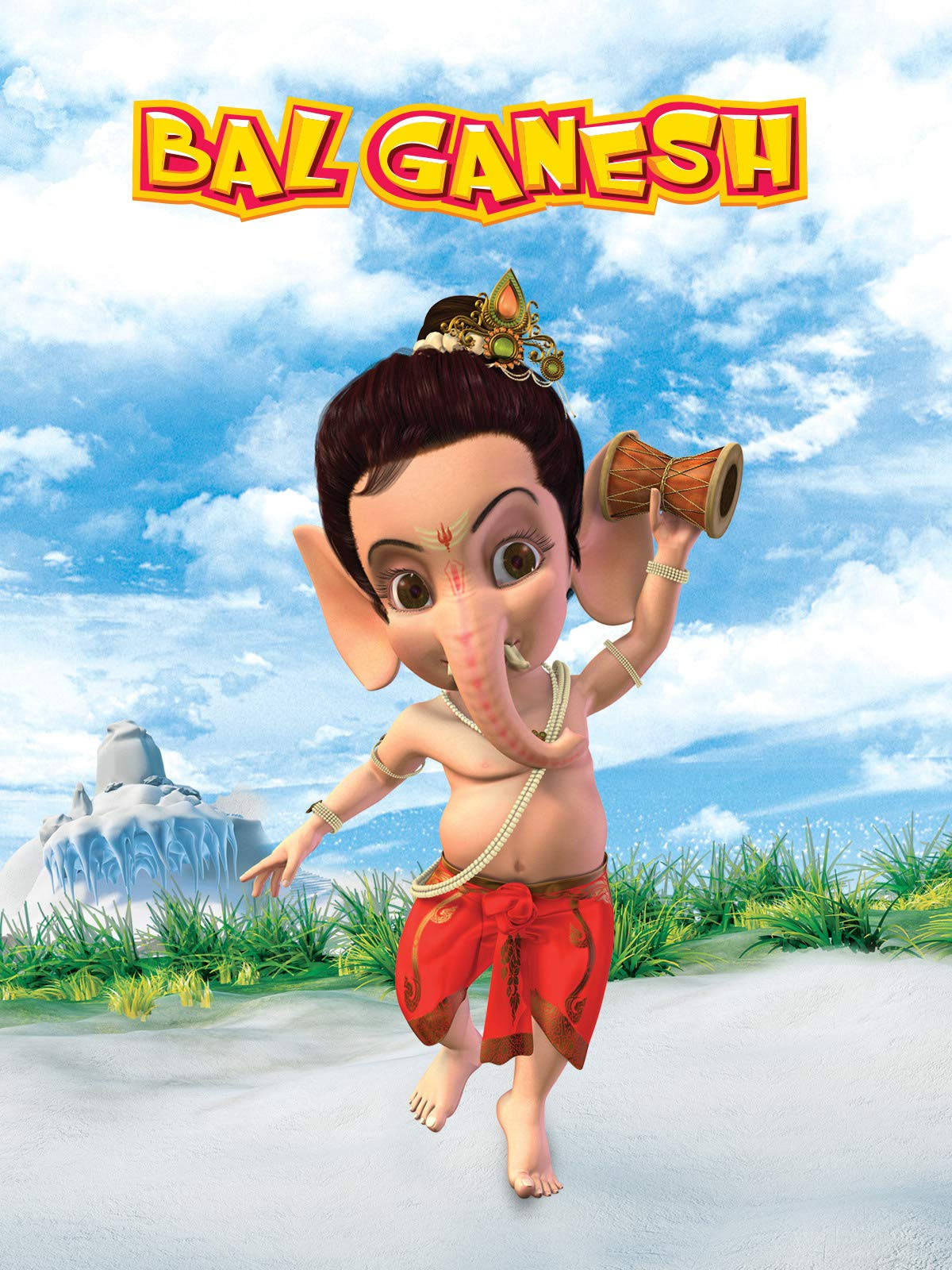 Caption: Divine Adventures Of Bal Ganesh Running On Sand Background
