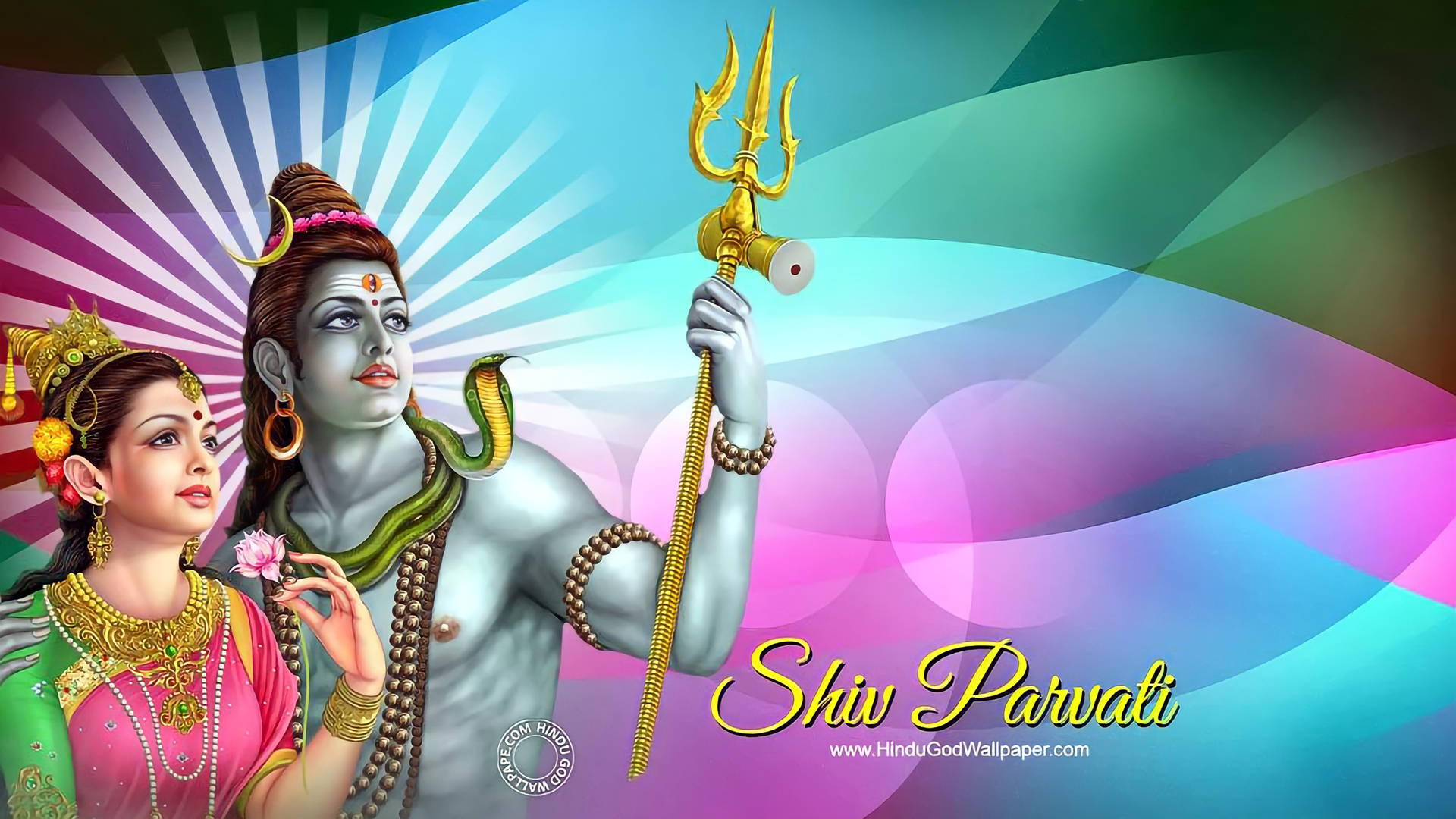 Caption: Divine Outlook Of Lord Shiva And Goddess Parvati In Hd Background