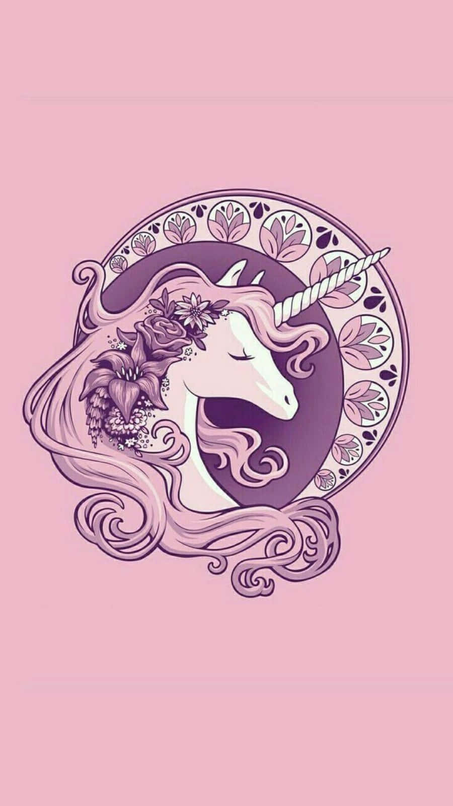 Caption: Dreamy Unicorn On An Iphone Background