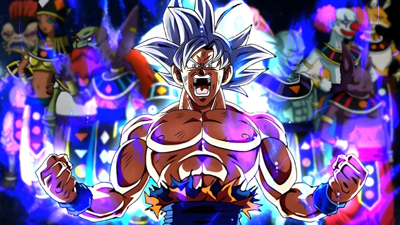Caption: Dynamic Hyperbolic Display Of Dragon Ball Characters Background