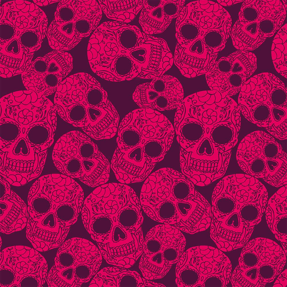 Caption: Edgy Aesthetic Pink Skull Wallpaper Background