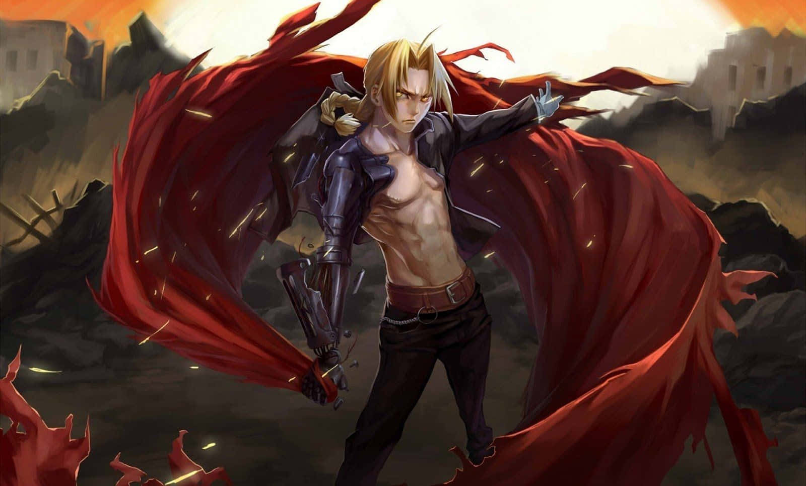 Caption: Edward Elric - The Fullmetal Alchemist Background