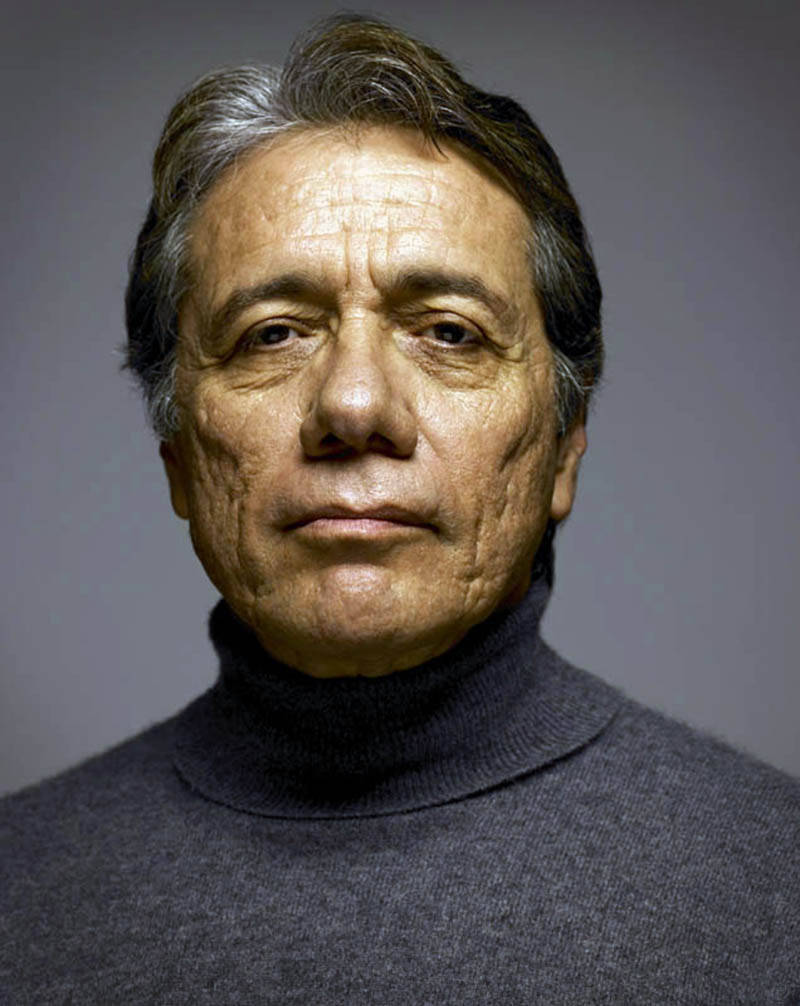 Caption: Edward James Olmos In Classic Turtleneck Sweater Background