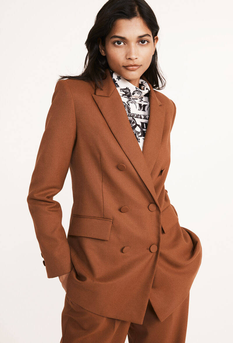 Caption: Elegance Personified By Claudie Pierlot Brown Formal Blazer Background