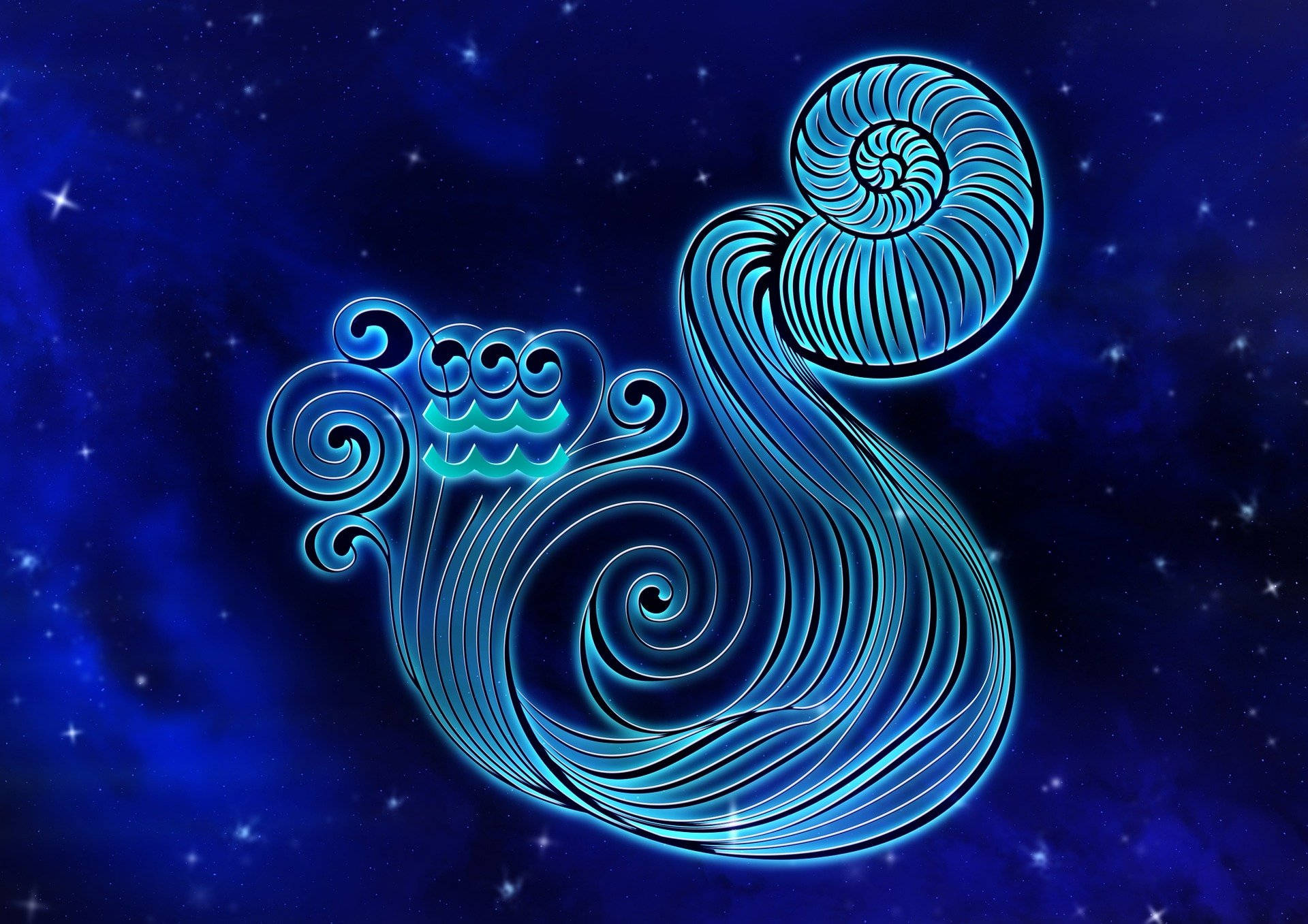 Caption: Elegant And Adorable Aquarius Symbol Against A Starry Sky Backdrop. Background