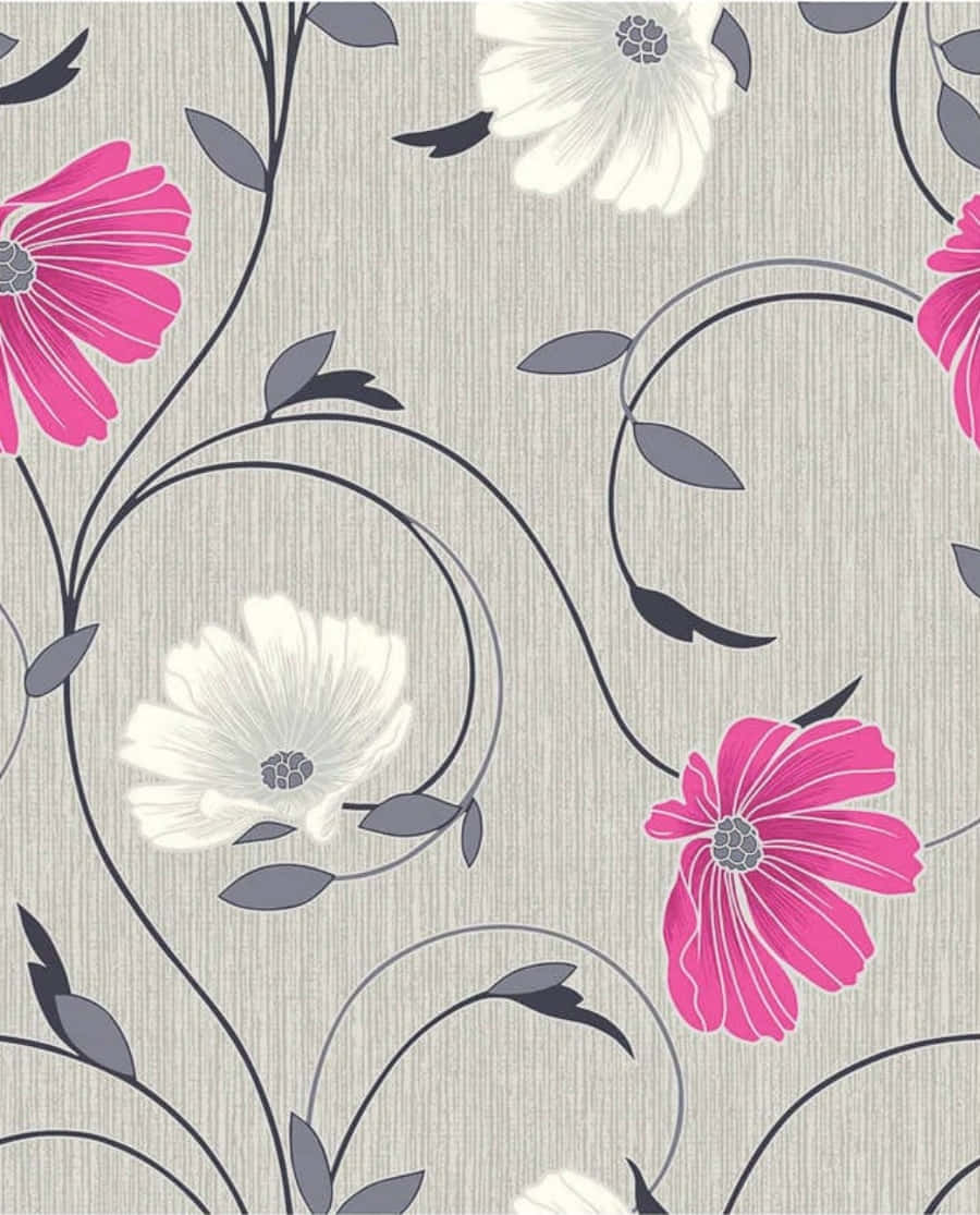 Caption: Elegant Gray And Pink Abstract Art Background