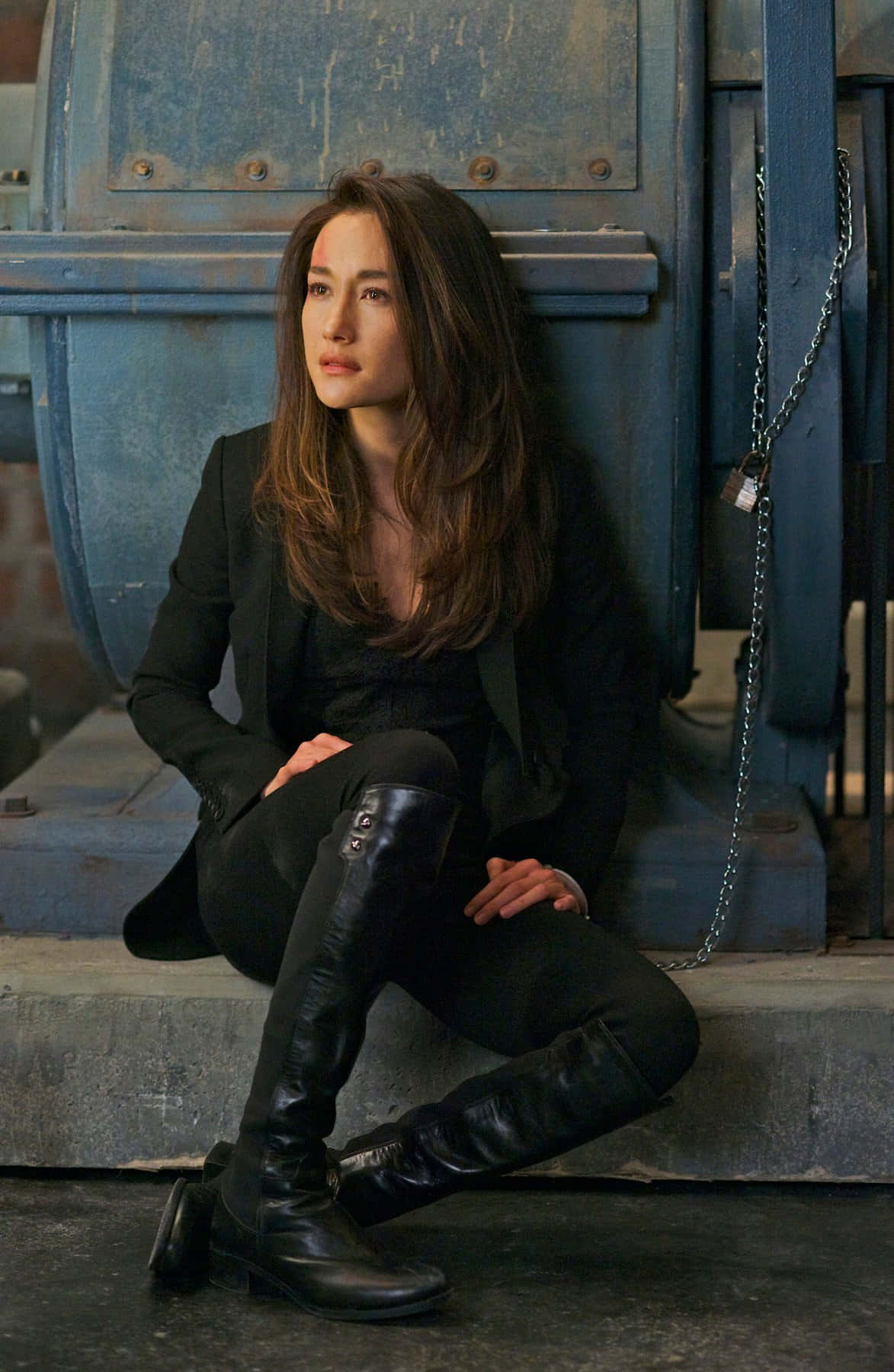 Caption: Elegant Maggie Q Posing For A Photoshoot Background