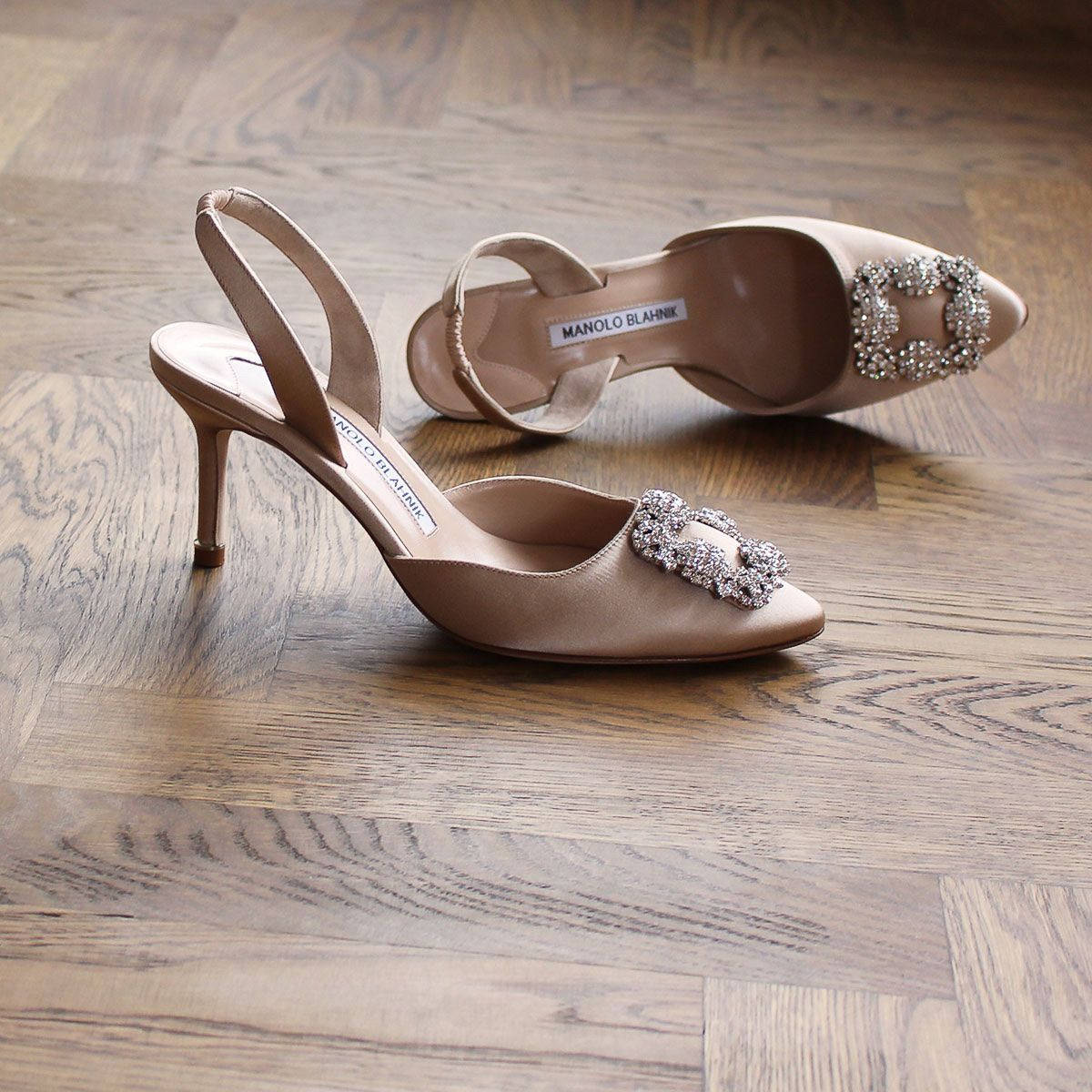 Caption: Elegant Nude Manolo Blahnik Pumps