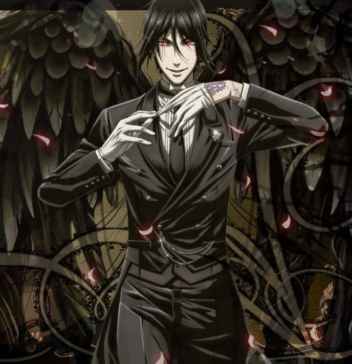 Caption: Elegant Sebastian Michaelis Posing In A Chic Suit.