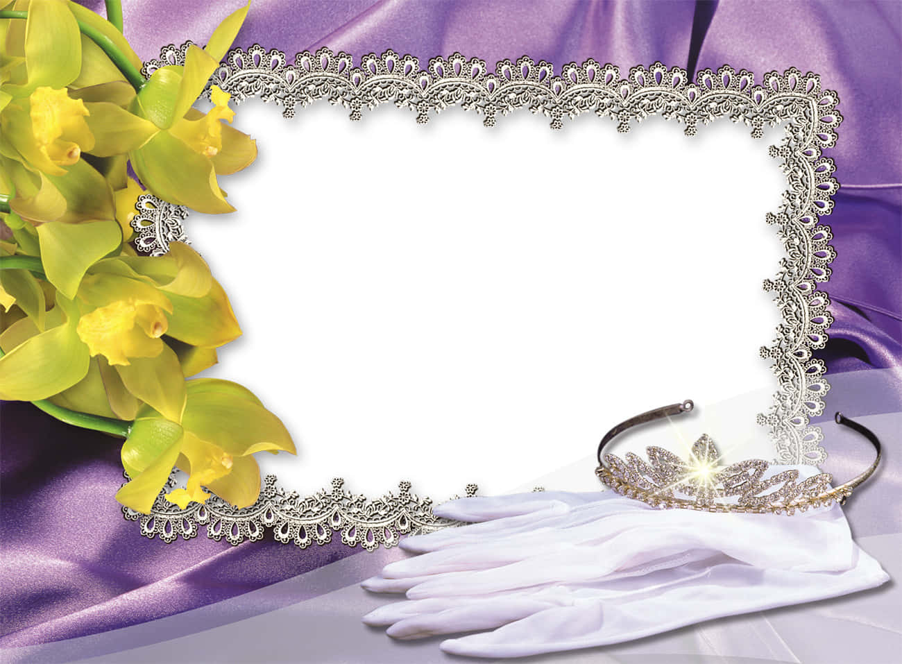 Caption: Elegant White Wedding Frame Background