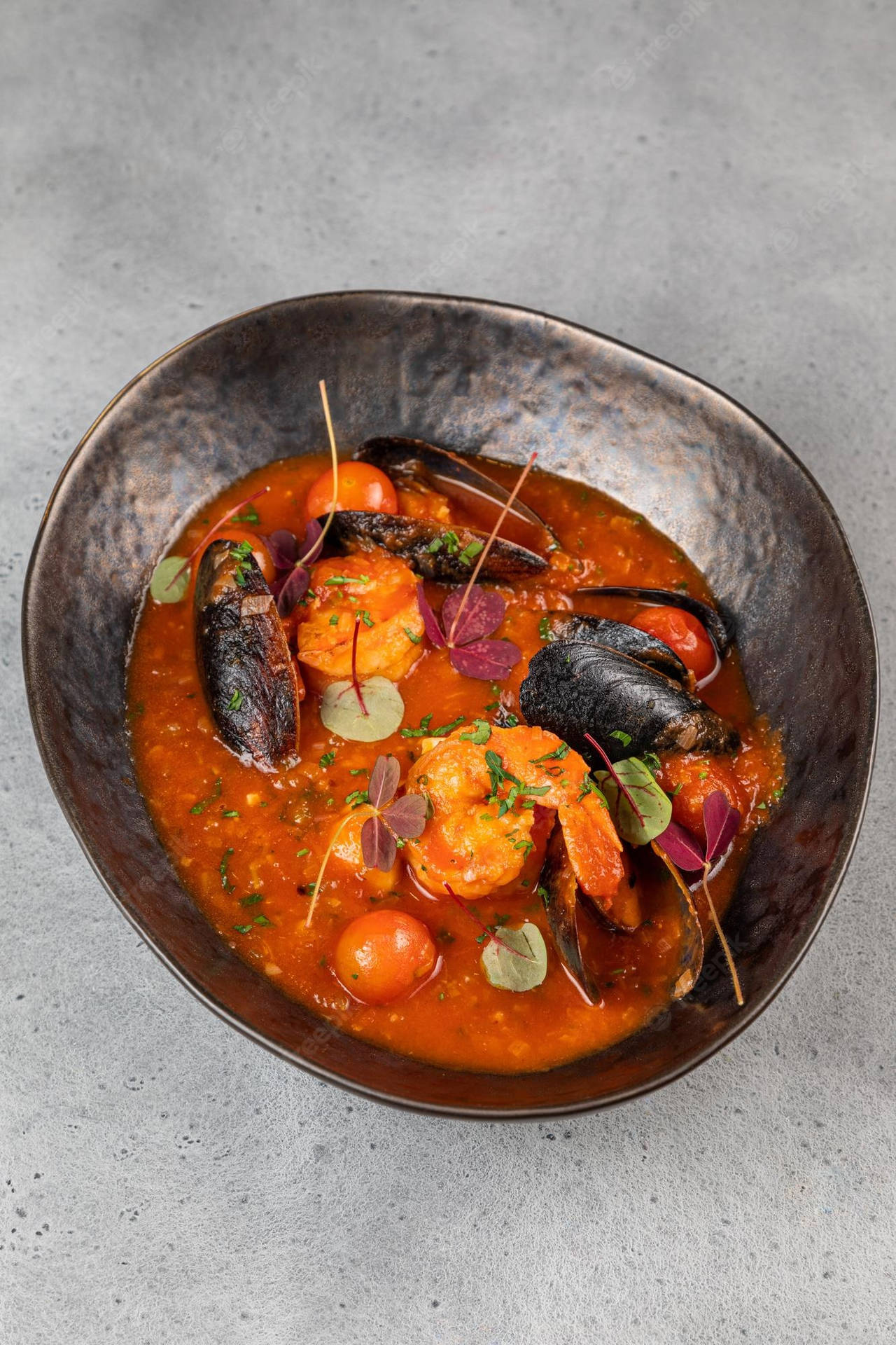 Caption: Elegantly Served Authentic French Bouillabaisse