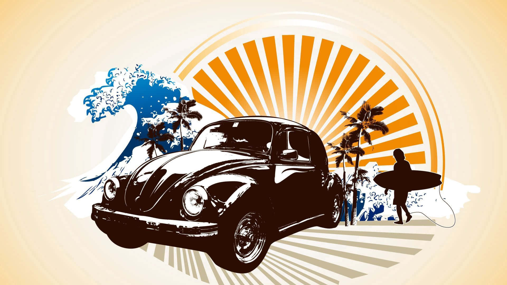 Caption: Embracing The Spirit Of Vintage Surfing Background