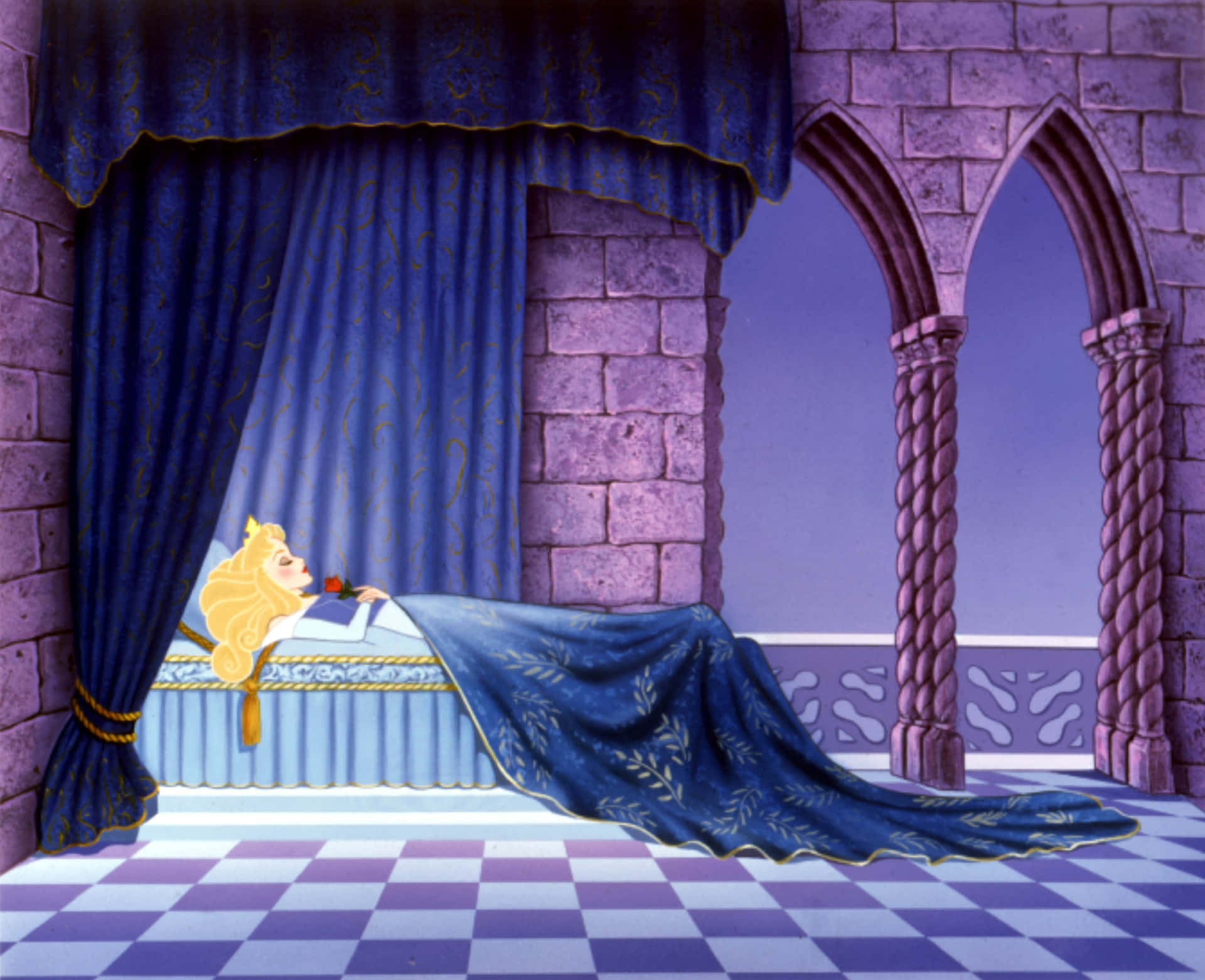 Caption: Enchanting Sleeping Beauty In Slumber Background
