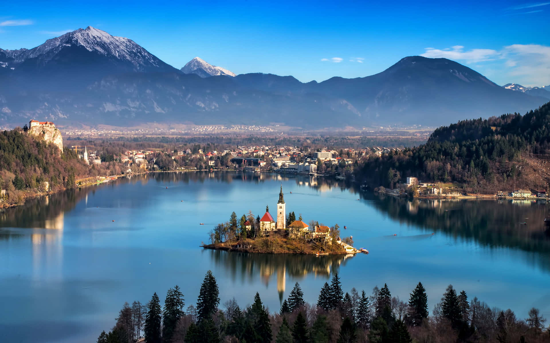 Caption: Enchanting View Of Island Church On Lake Bled
