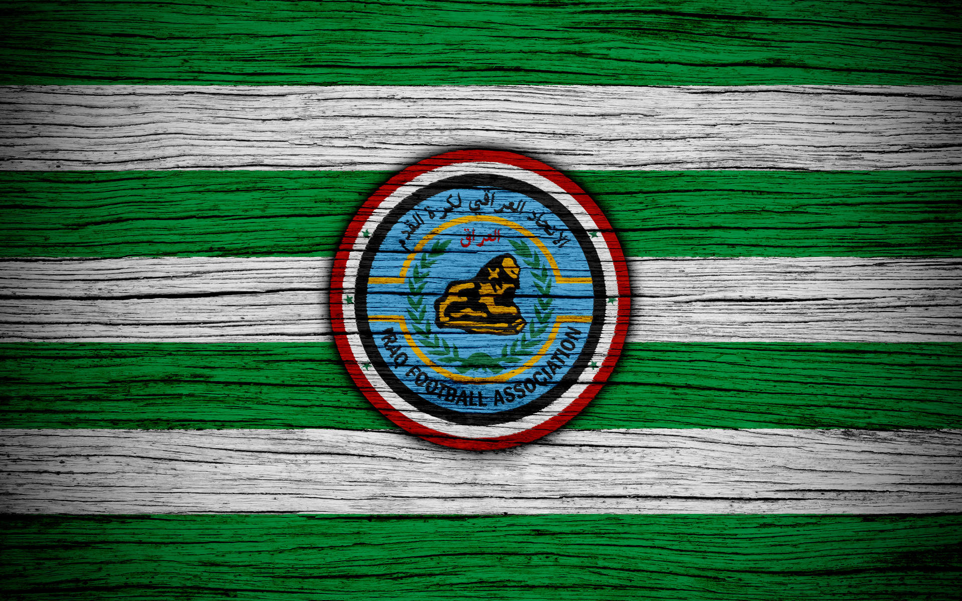 Caption: Enthusiasm And Dedication — The Iraq Football Association Stripes Background