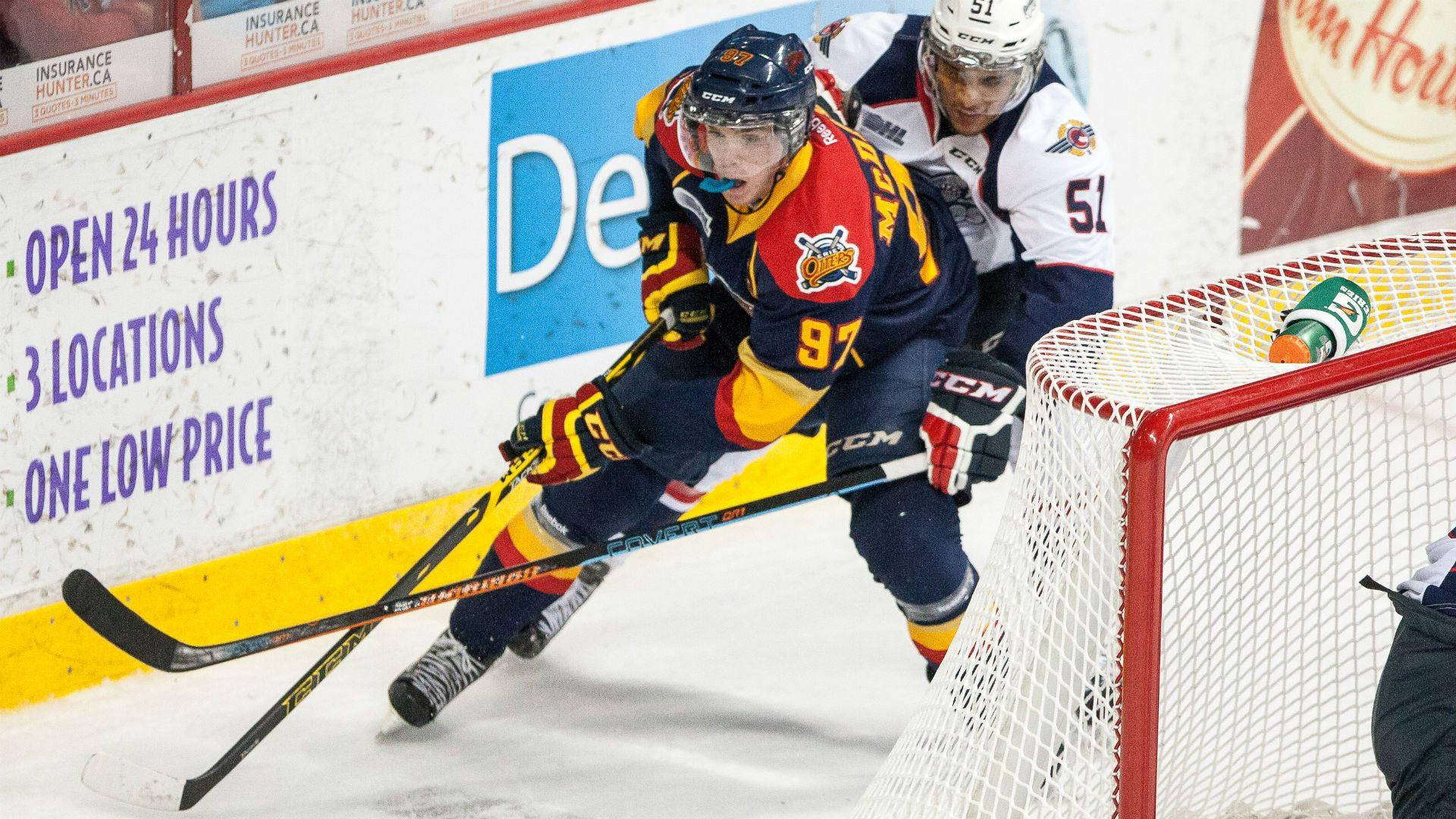 Caption: Erie Otters Star Player - Connor Mcdavid In Action