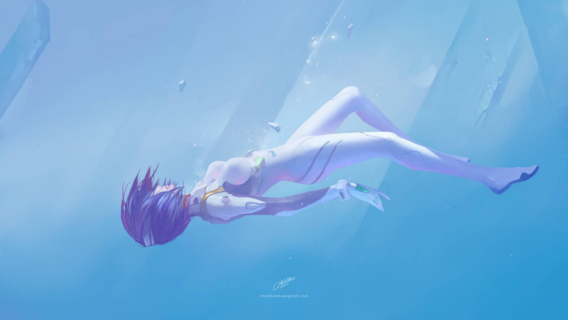Caption: Evangelion 4k - Rei Underwater Scene Background