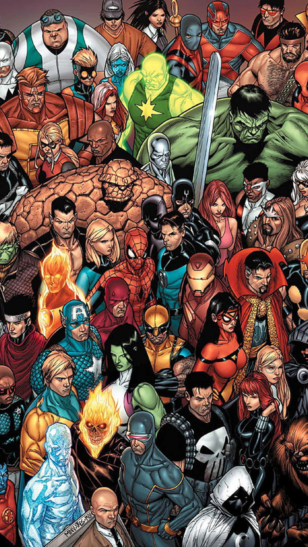 Caption: Exciting Action Scenes From Marvel Comics Background