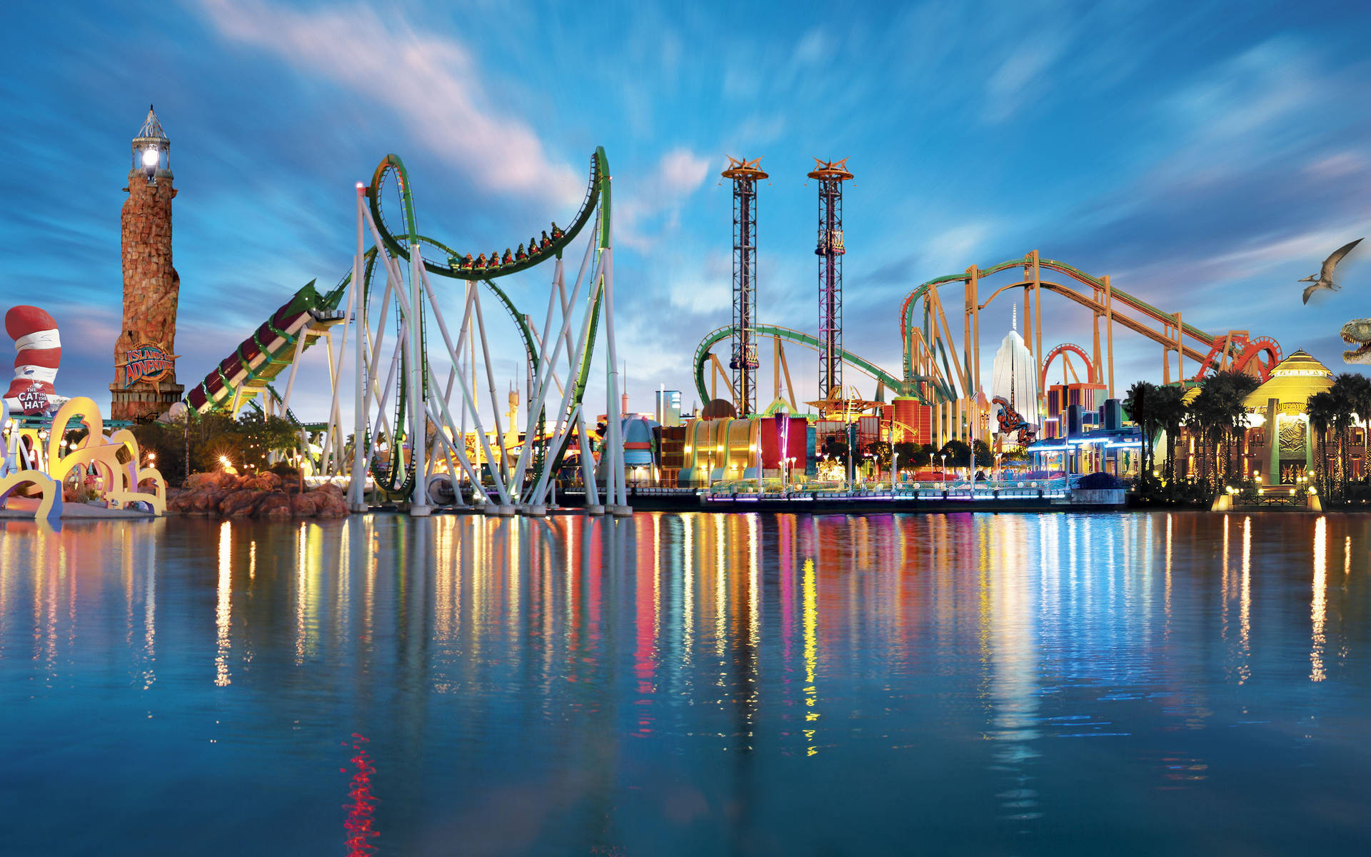 Caption: Exciting Roller Coaster Ride At Disneyland Orlando. Background