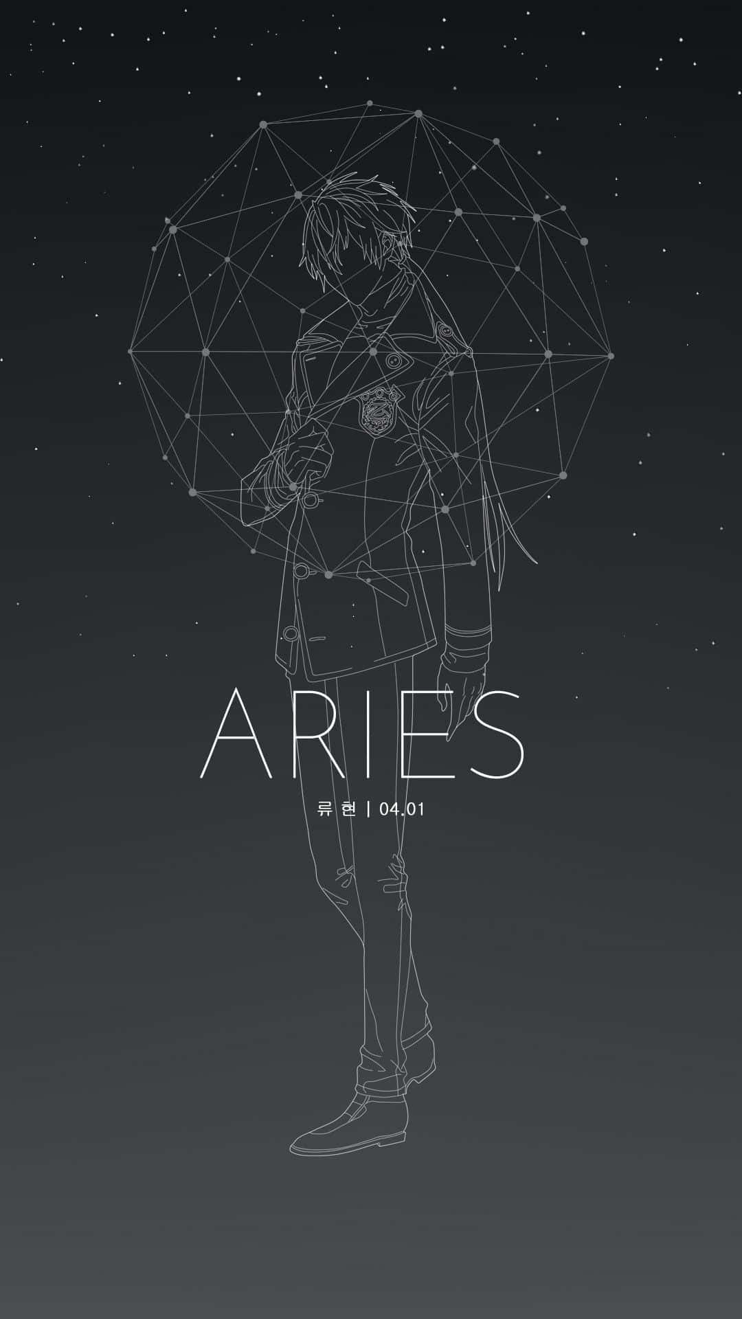 Caption: Expressive Aries Graphic On A Shiny Black Iphone Background